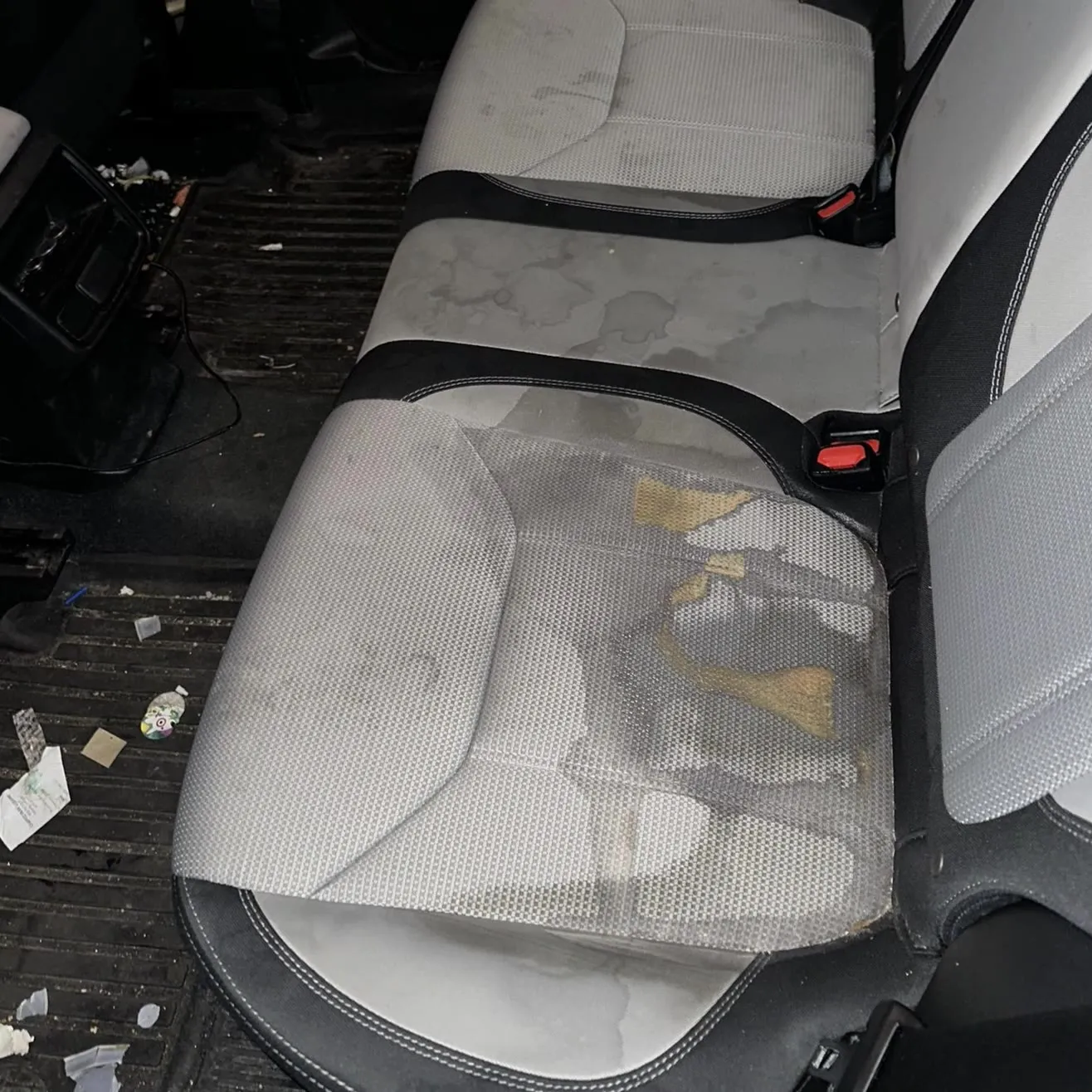 2021 Subaru Outback stained rear seat before detailing