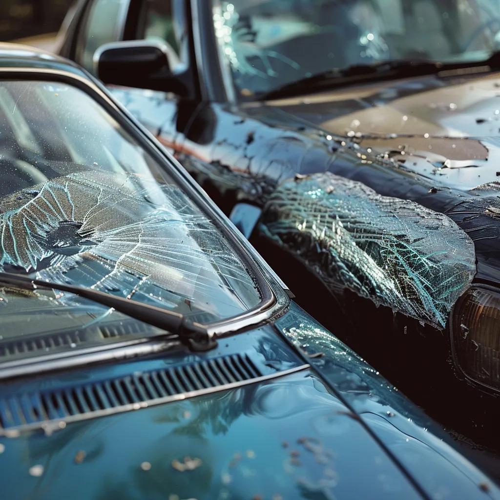 Comparison of a new windshield and a repaired one, highlighting durability differences
