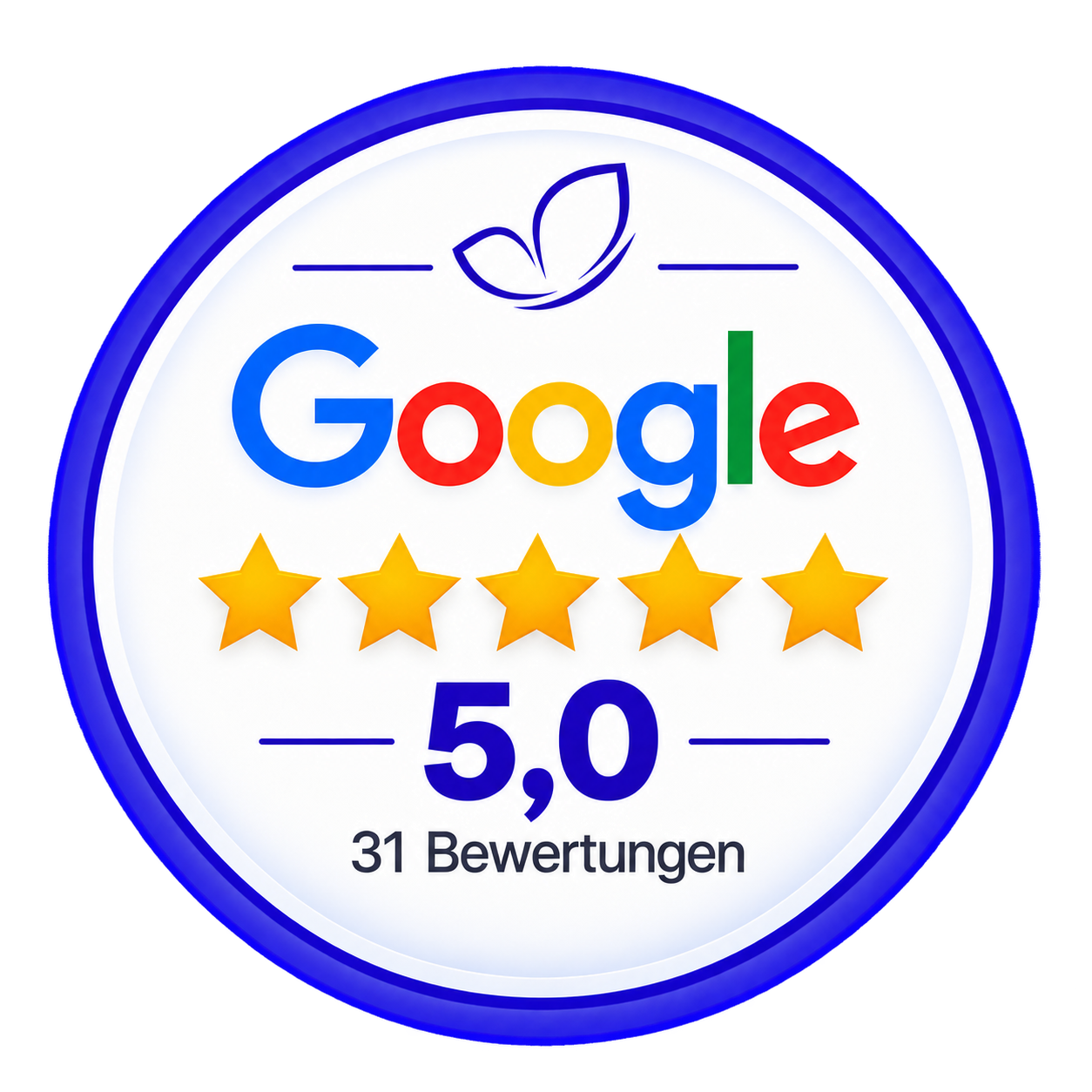 Badge von Google mit 5 Sternen in 31 Bewertungen