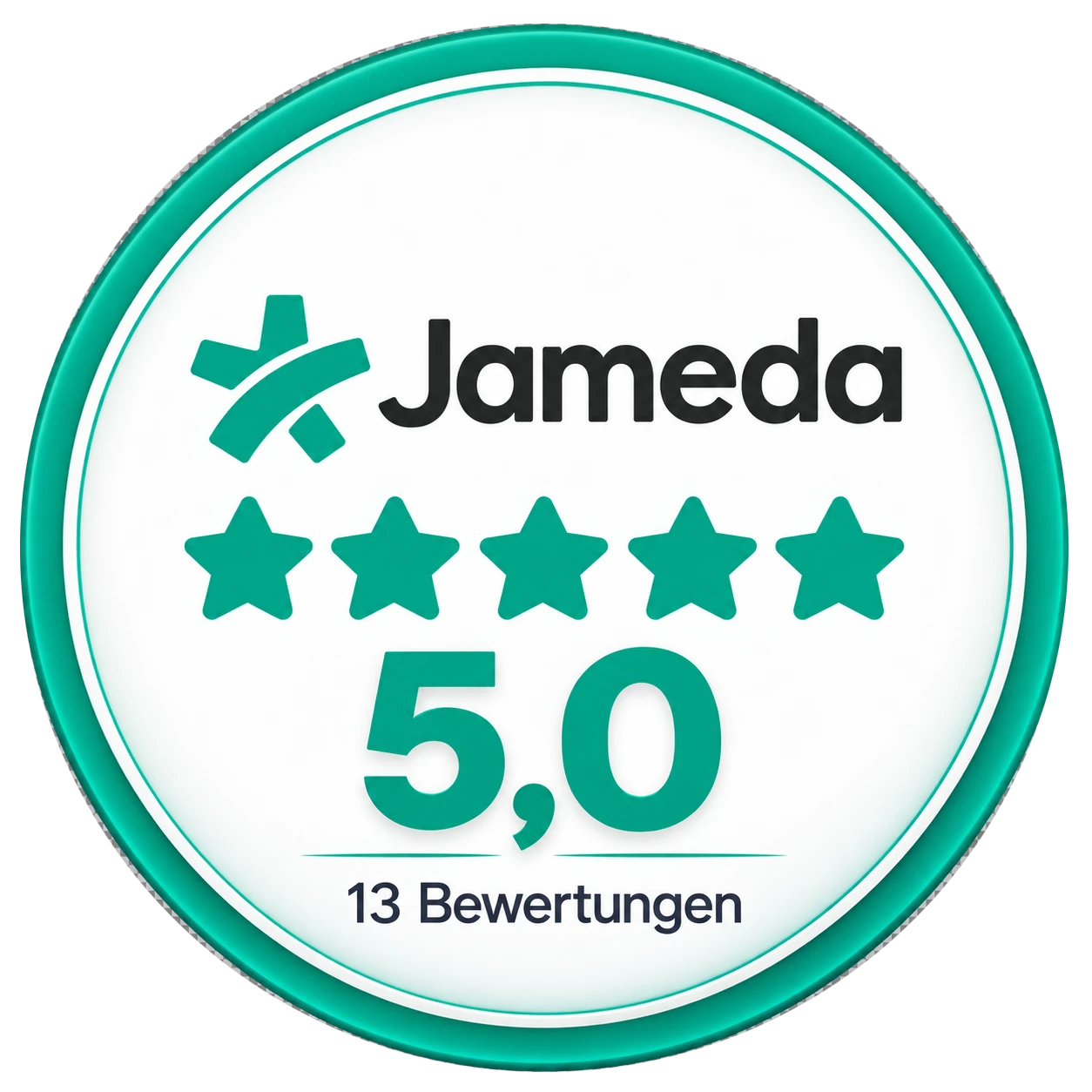 Badge von Jameda mit 5 Sternen in 31 Bewertungen