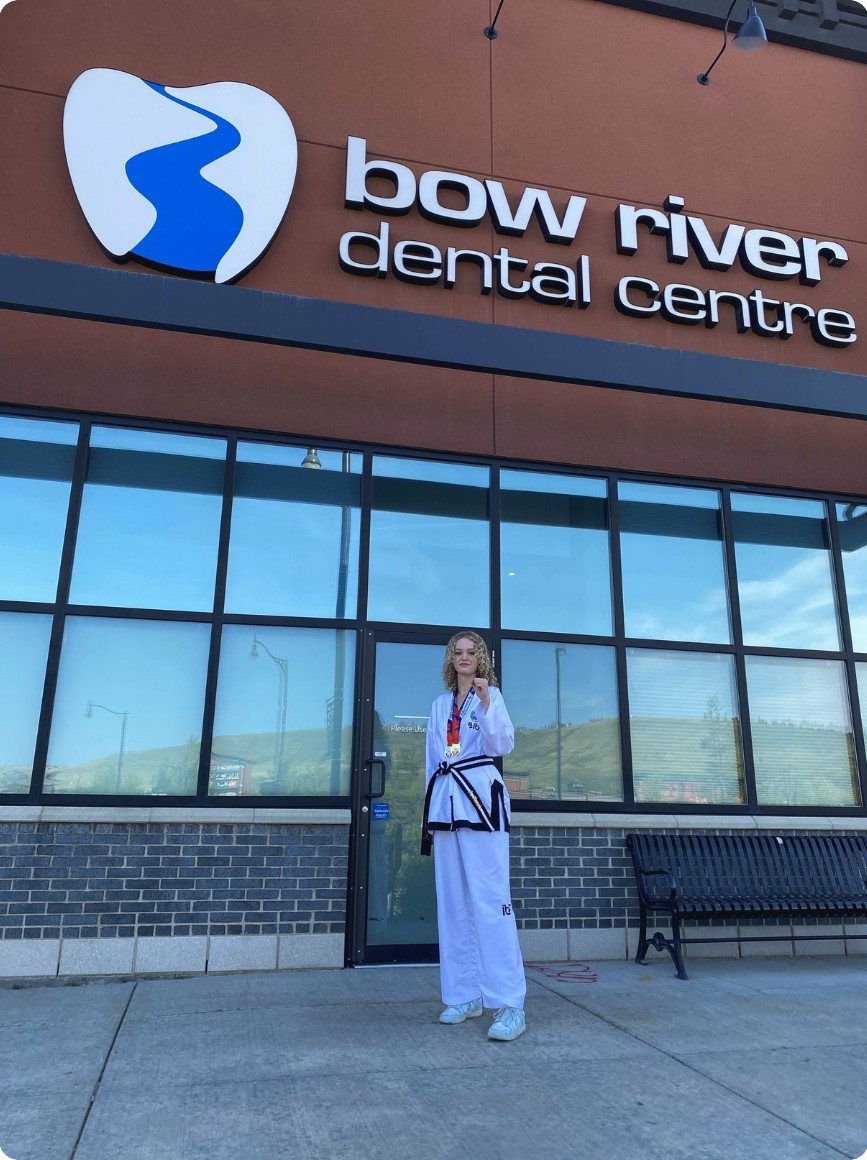 Andrea Raab, a dedicated Taekwon-Do athlete and Bow River Dental Centre patient