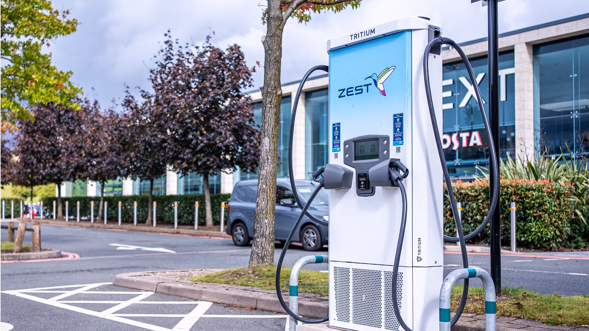 Rapid Zest charger in car park in front of shopping centre