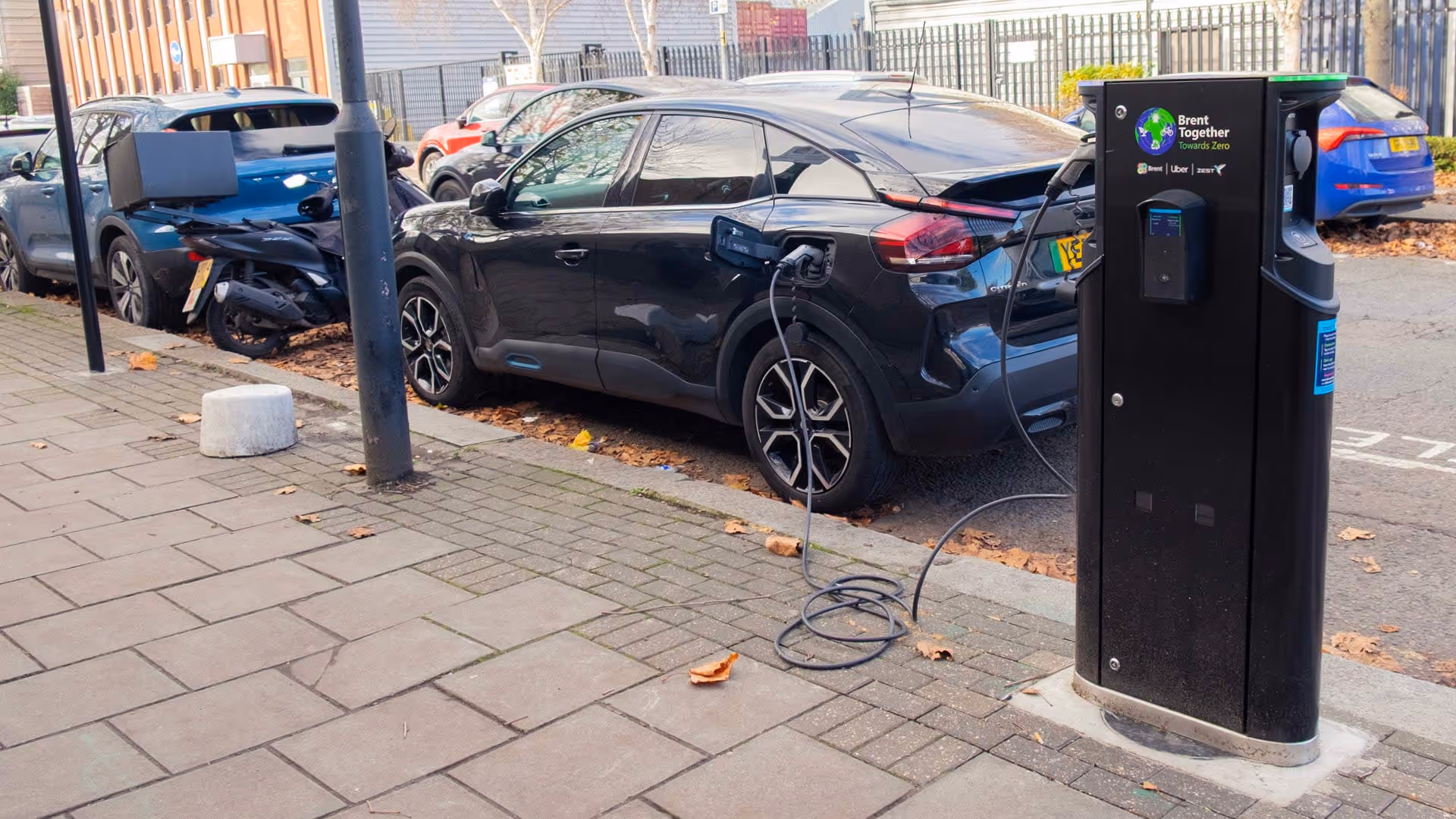 Car charging using Zest on-street fast charger in Brent, London