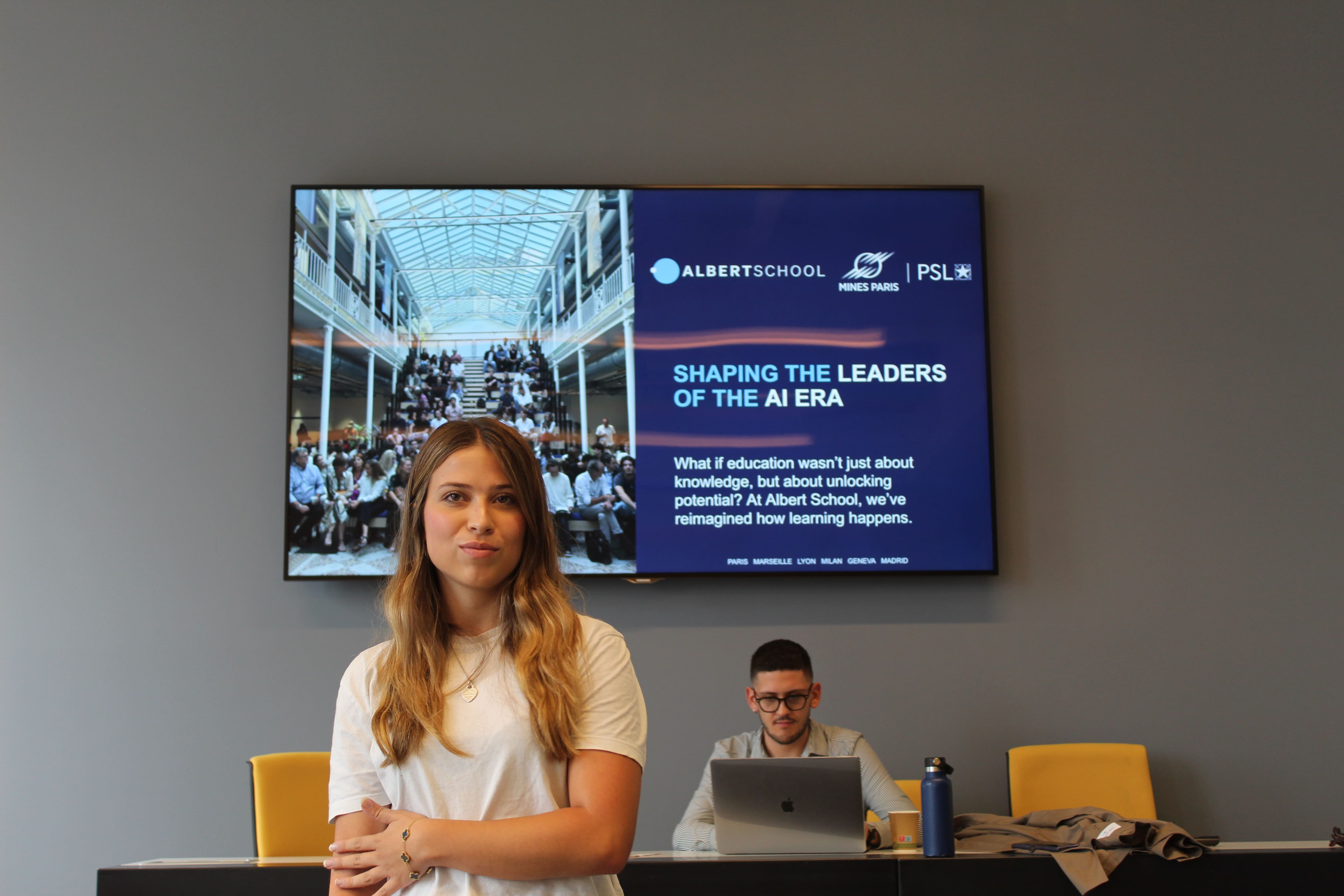 lbert School student exploring artificial intelligence during a data and business course — reflecting the School of AI’s human-centered approach to AI education.