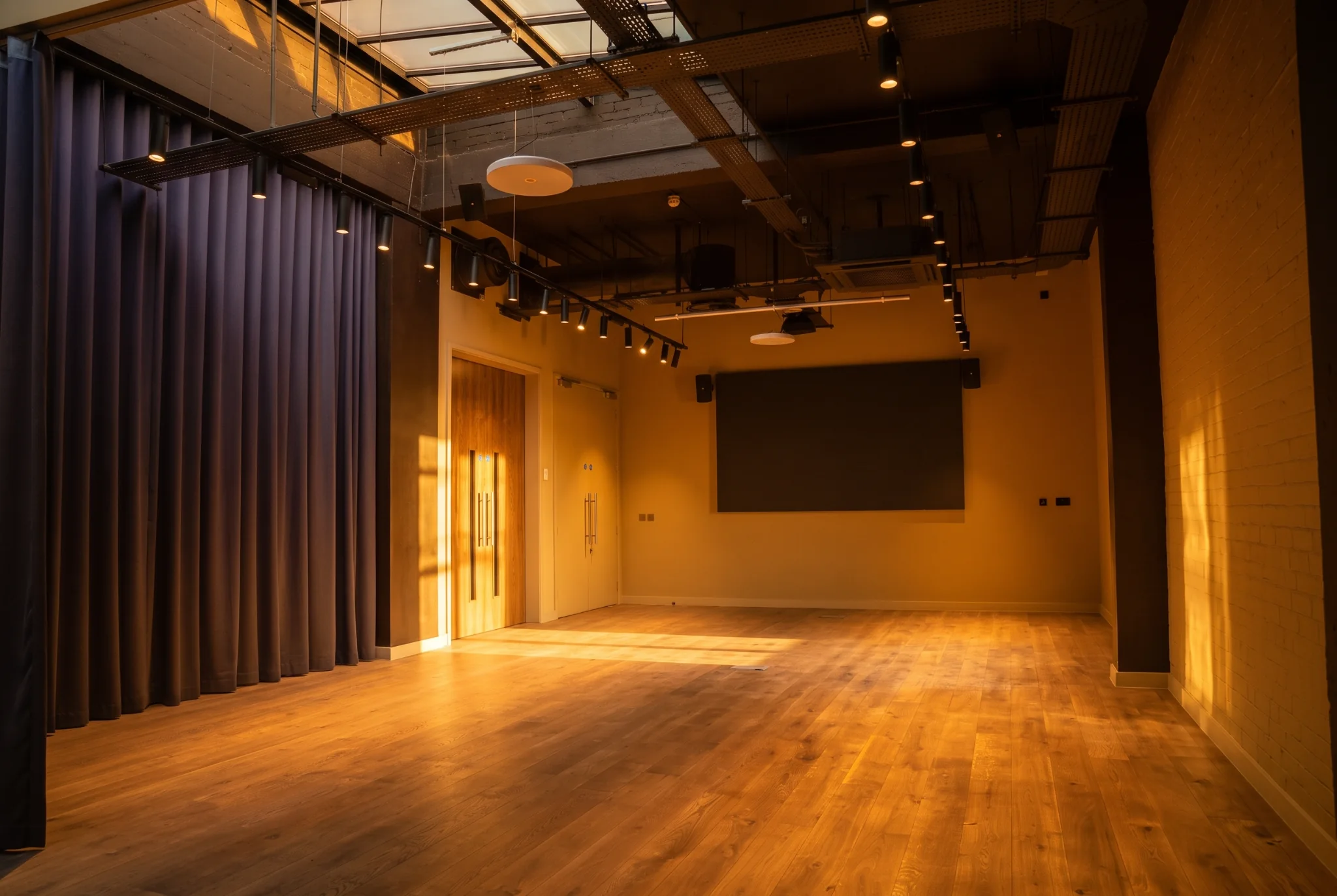 The Stage at Qube Shoreditch, an empty event space ready to set up