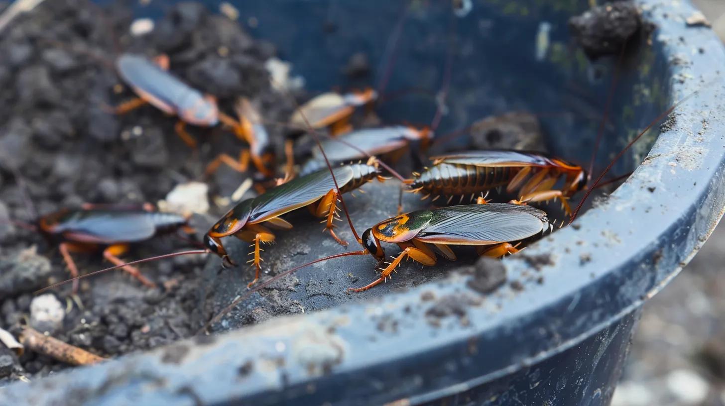 cockroaches on a  dumpster during winter season