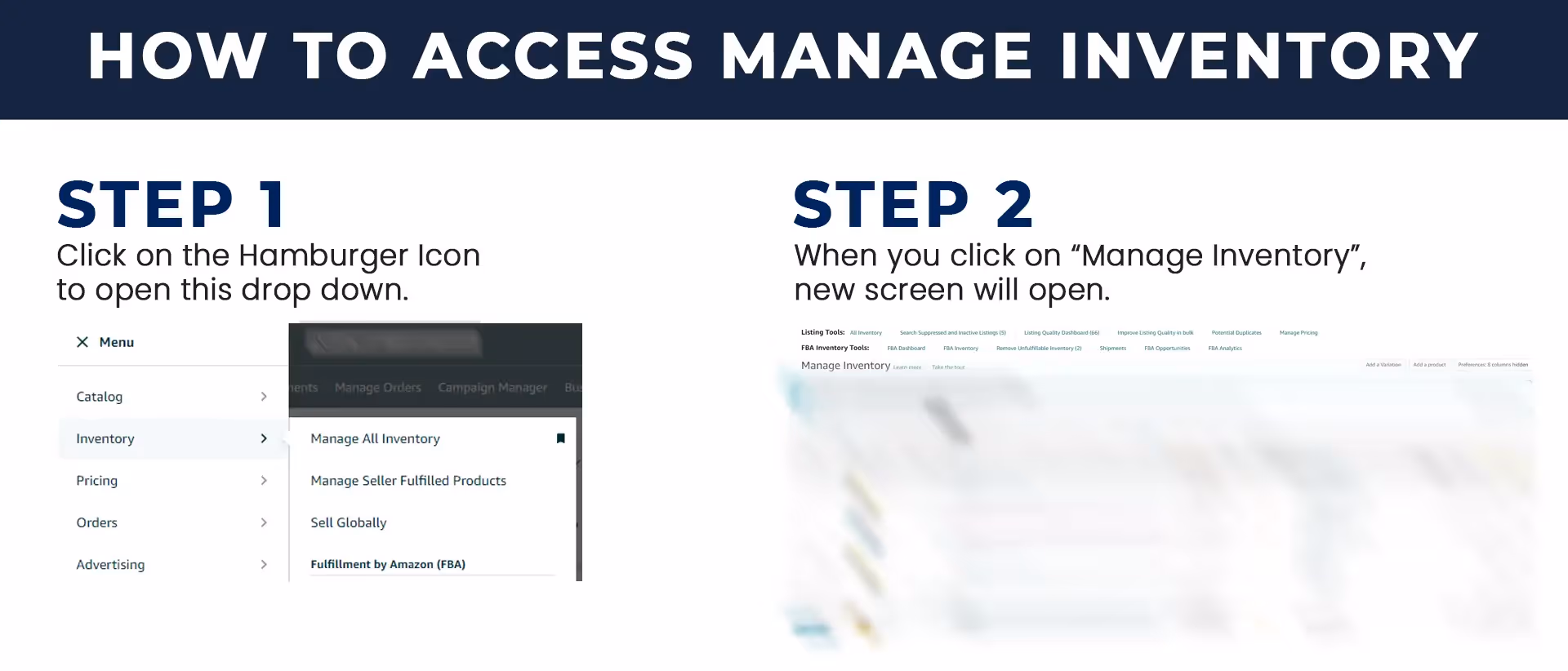 How to Access Manage inventory on Amazon Seller Central