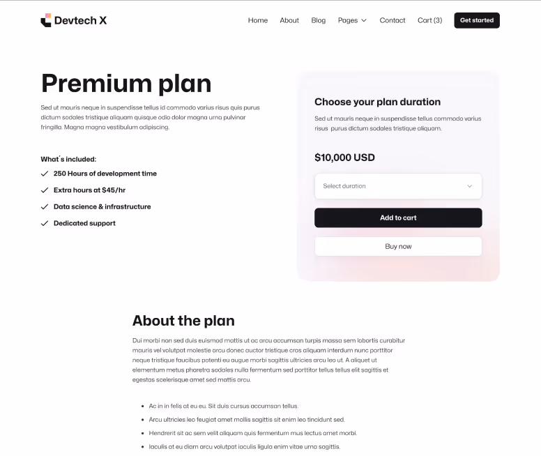 Devtech X - Package Single Page - The Ultimate Tech Development Agency Webflow Template