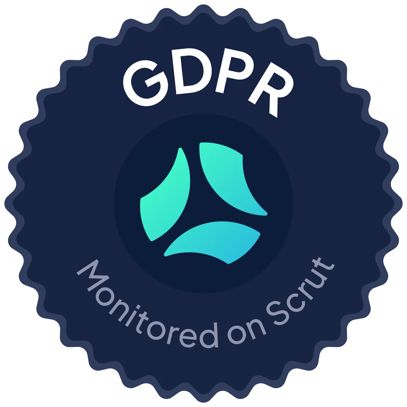 GDPR compliance badge, monitored on Scrut