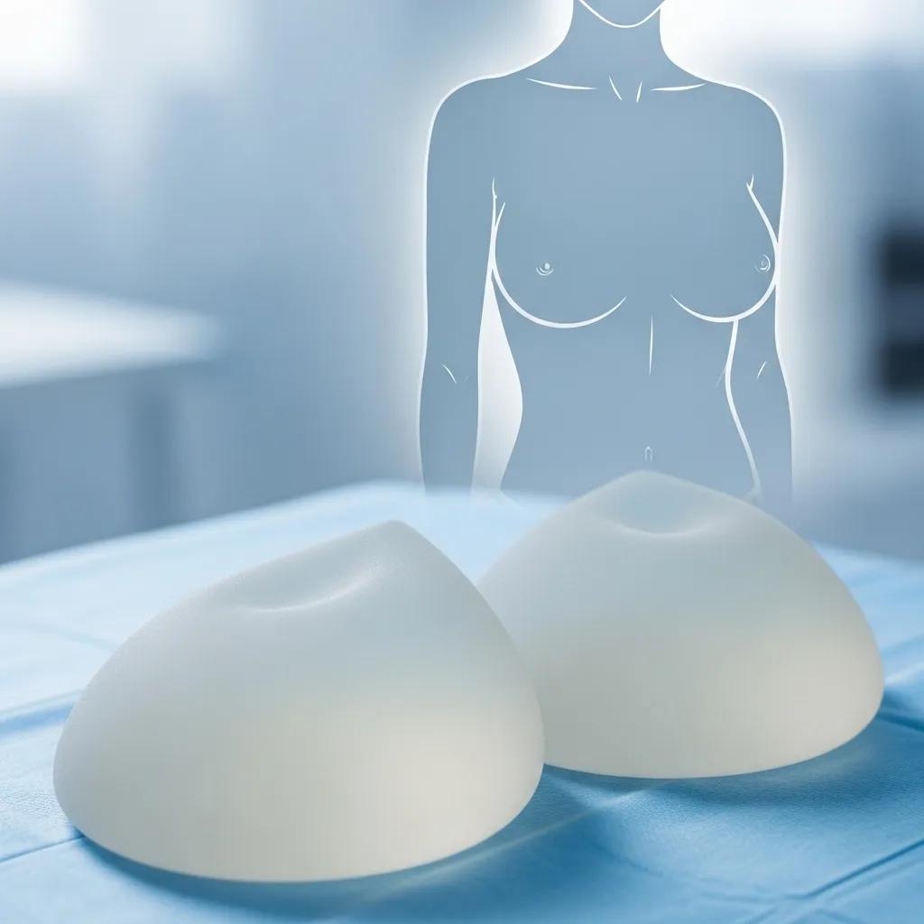 Teardrop-shaped breast implants showcasing natural enhancement techniques in a clinical setting
