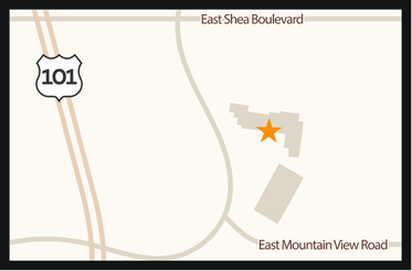 Map showing the new campus near Shea Blvd and the 101