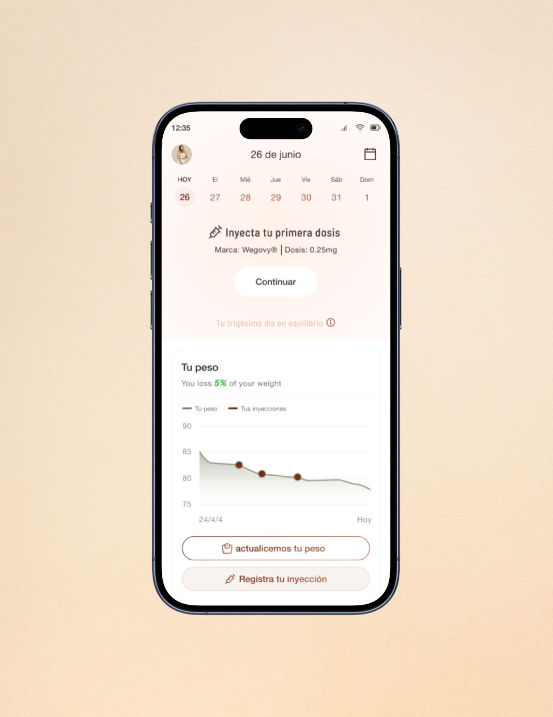 App Balance con registro de progreso