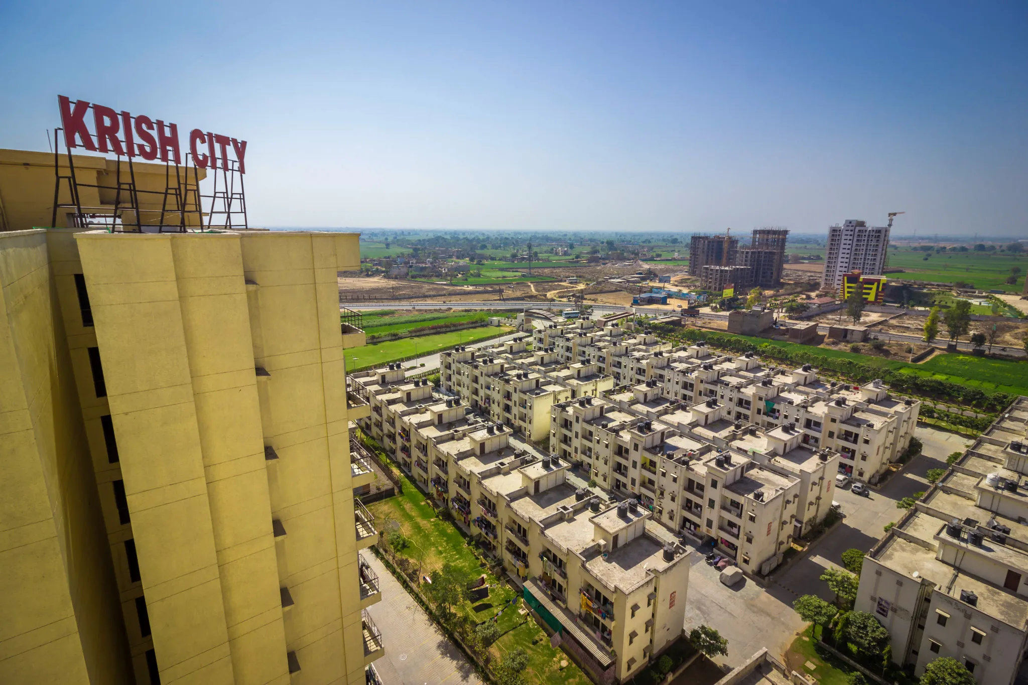 A view of a city from a high rise.
