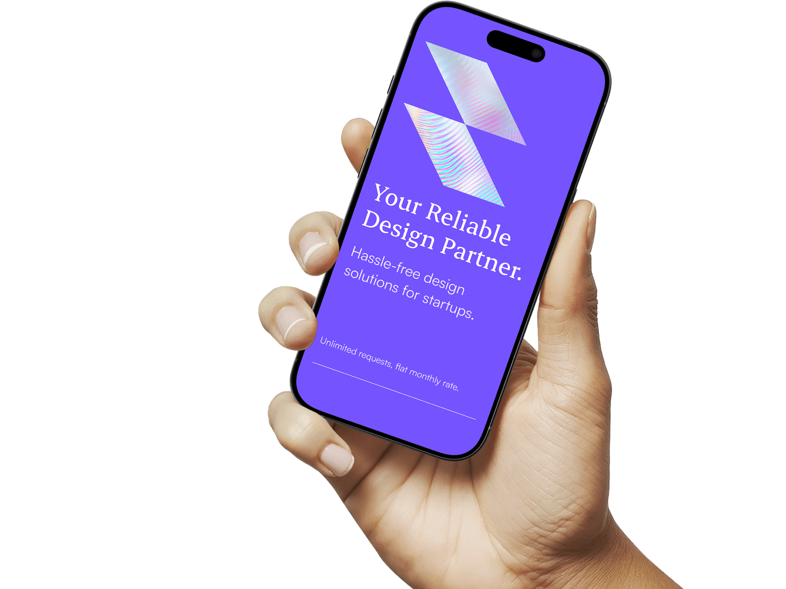 Hand holding an iPhone with minimal design