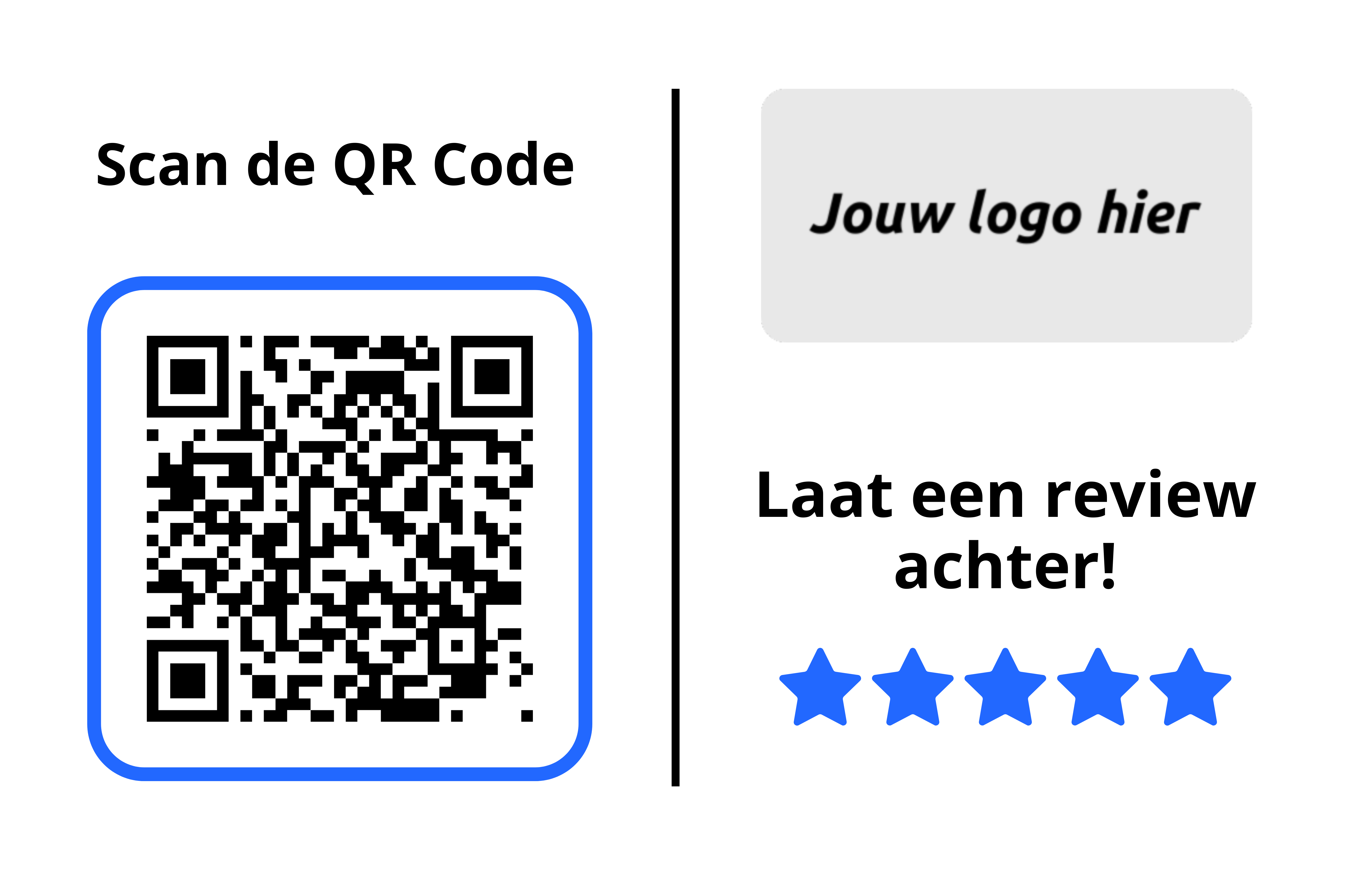 Google review kaart basic horizontaal aanpasbare kleuren eigen logo