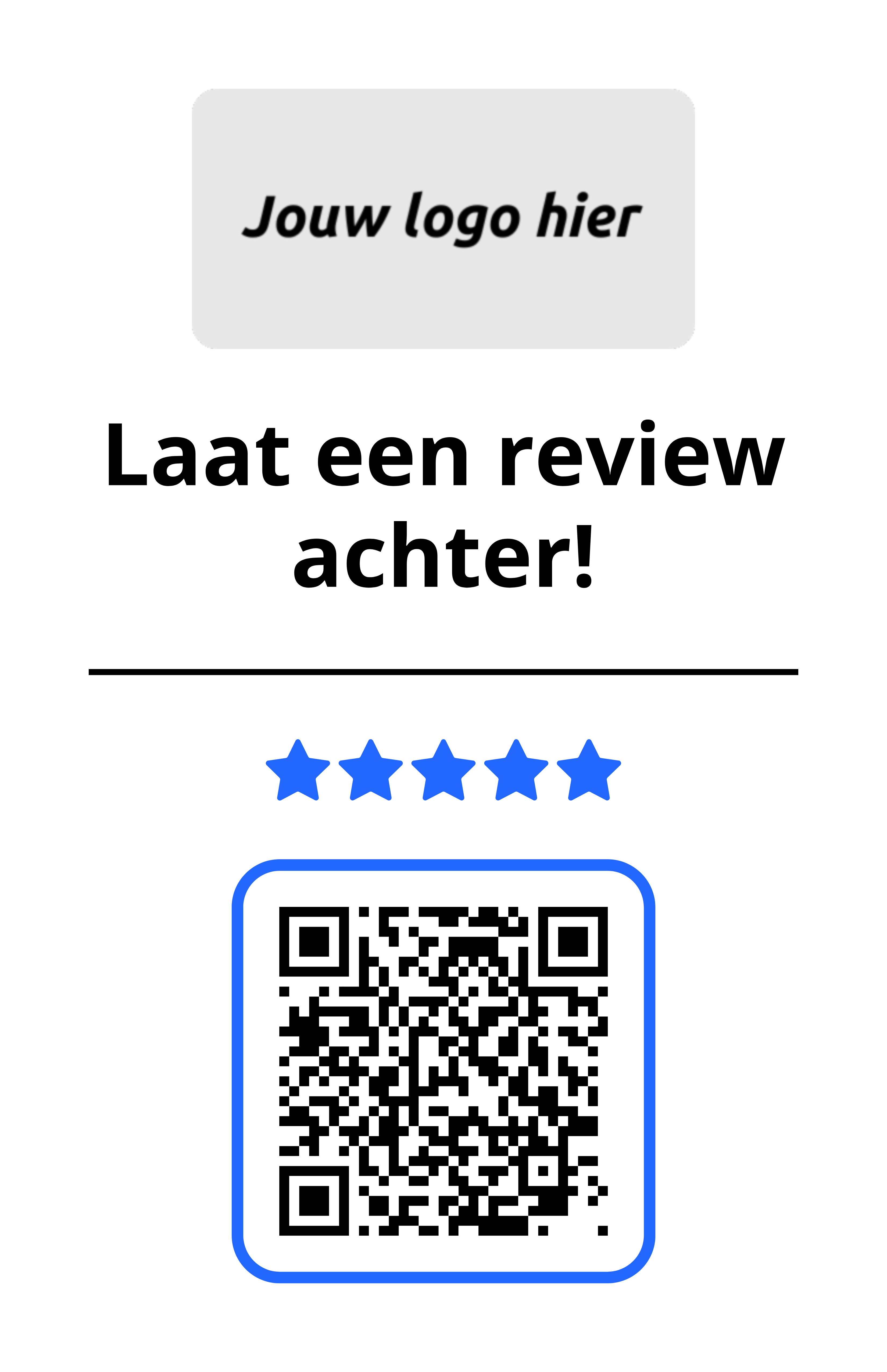 Google review kaart basic verticaal aanpasbare kleuren eigen logo