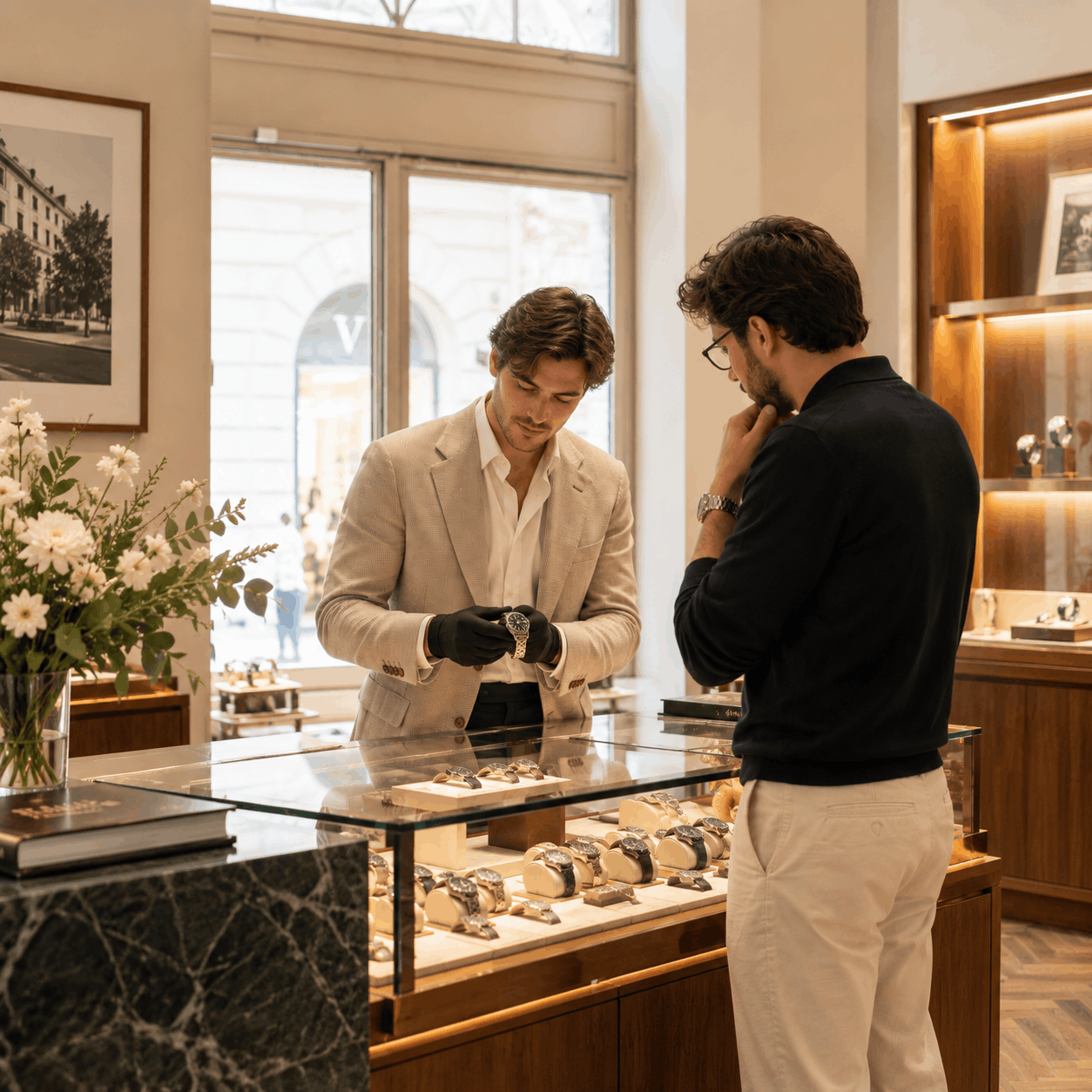 Sales associate at the entrance of the Le Bohemian boutique in Prague
