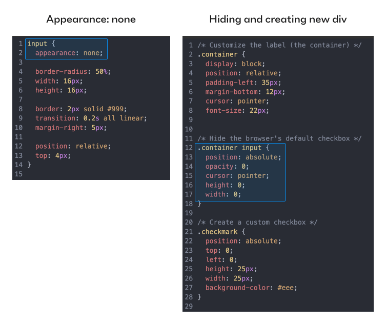 code example of hiding the source input