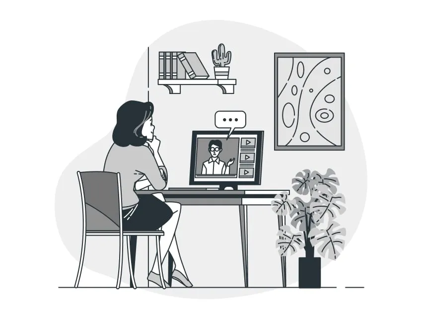 a woman studies online with personal tutor