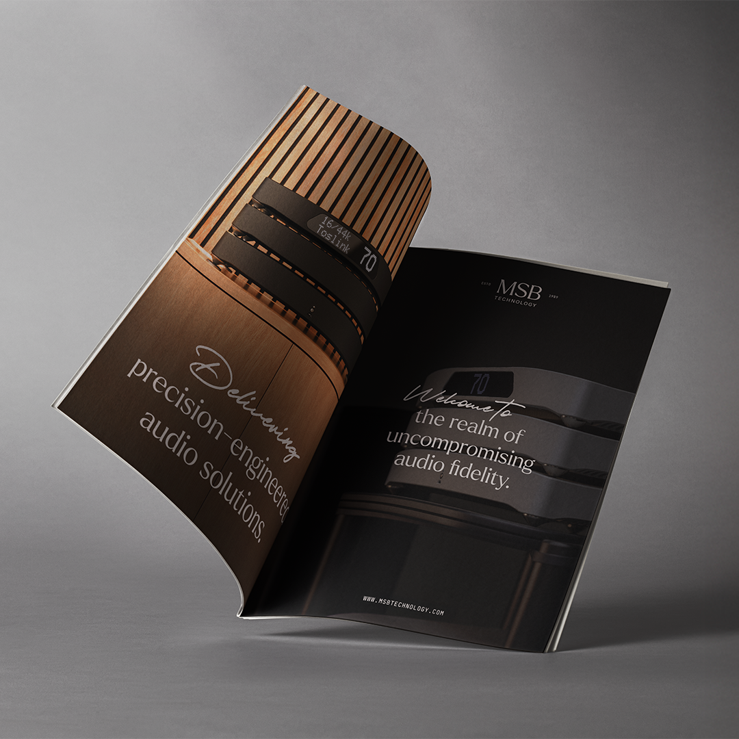 MSB Technology brochure featuring precision-engineered luxury audio equipment.
