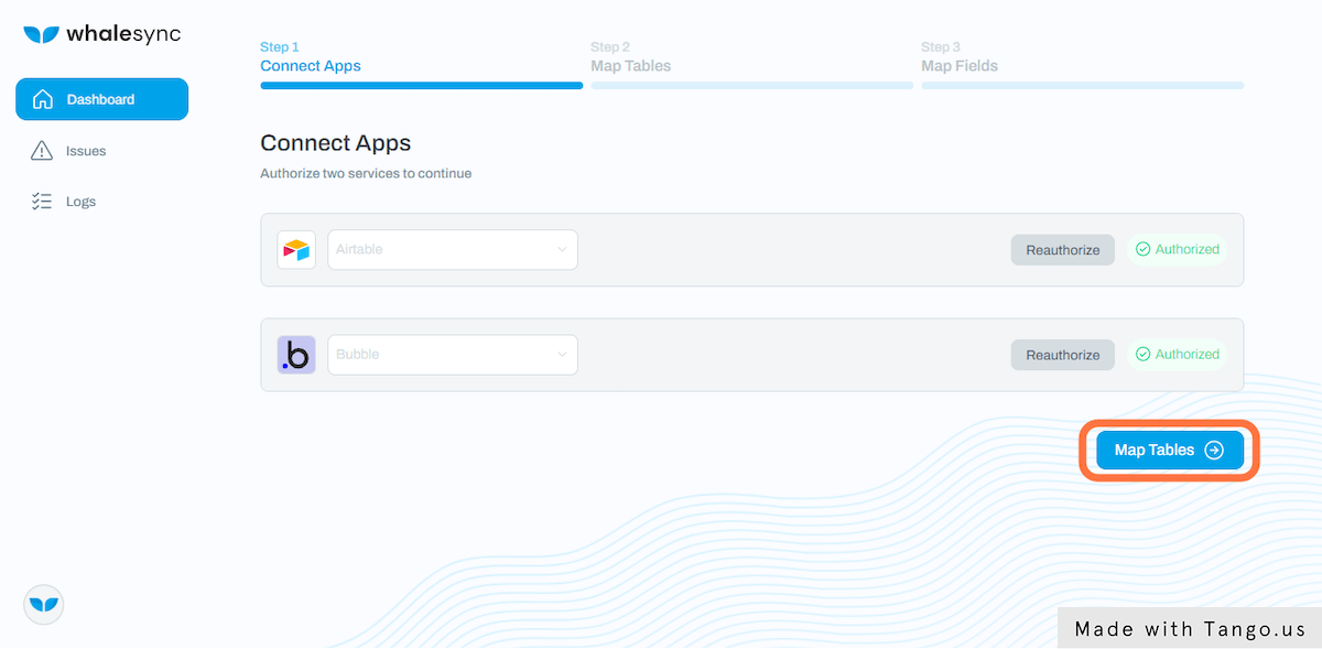 Click on Map Tables