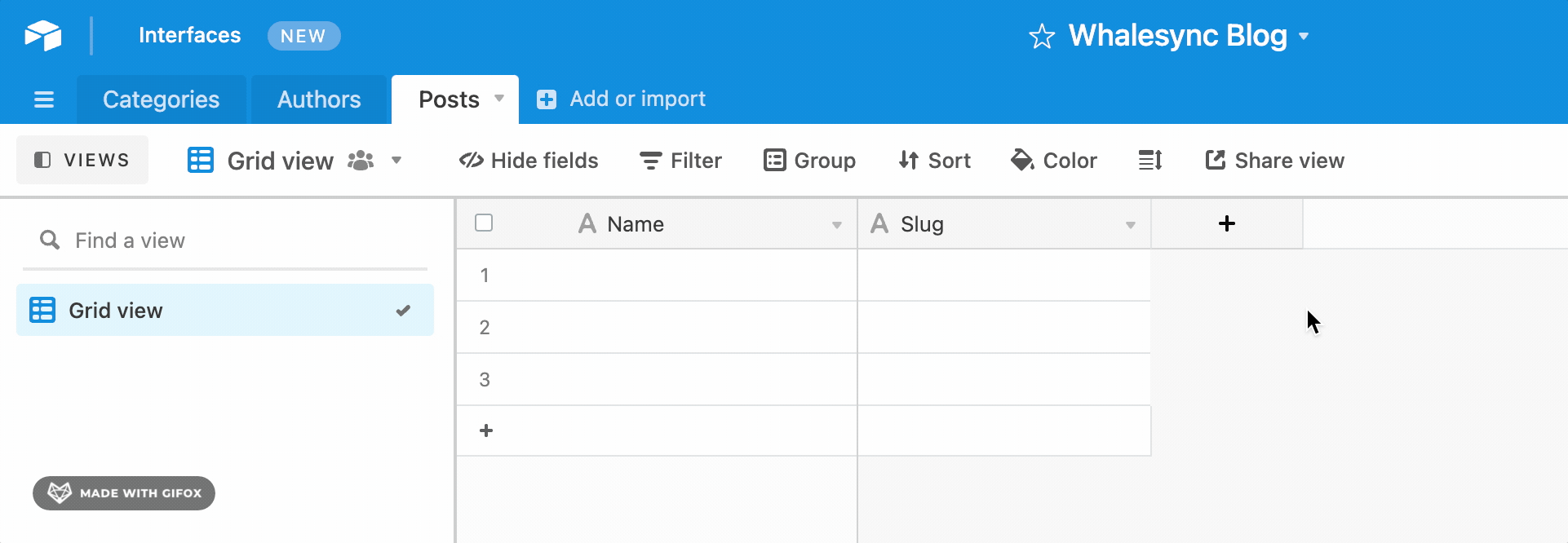 Screen recording of adding a field in Airtable in our headless CMS