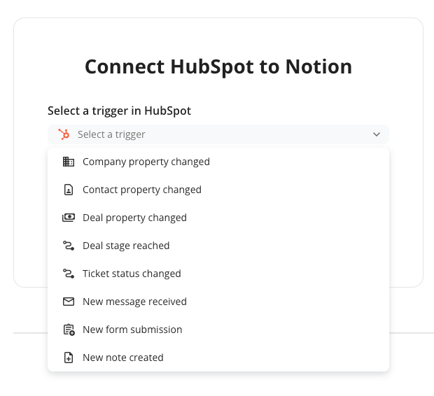 Supported HubSpot actions in Relay