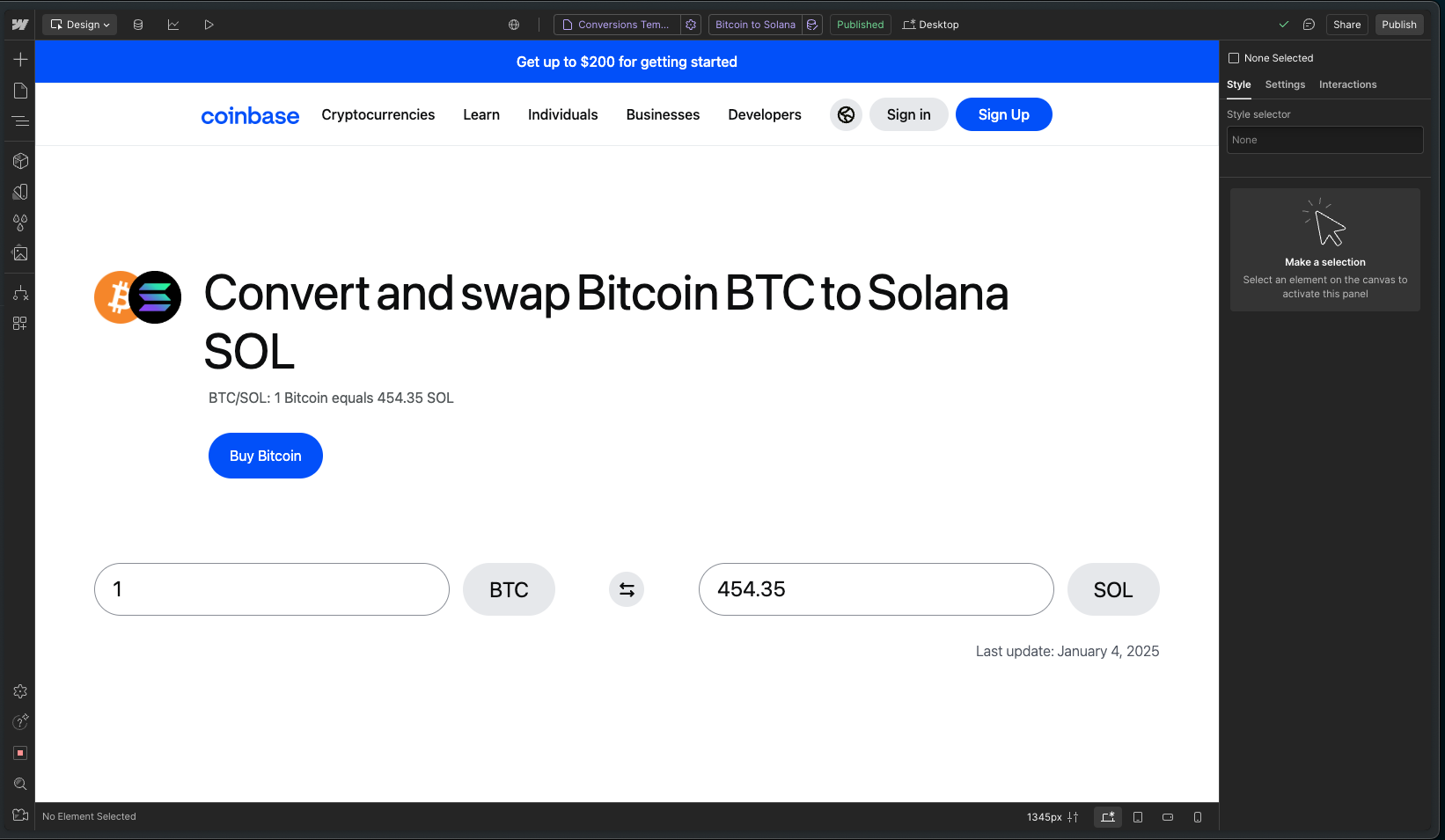 Programmatic pages just like Coinbase but with no-code!