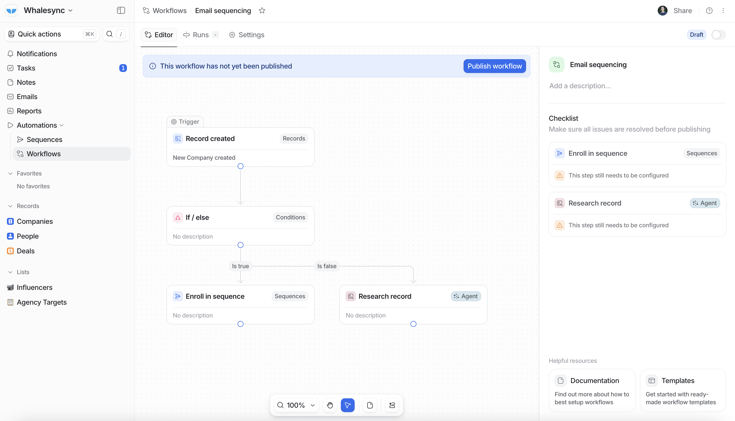 Example Attio automation with conditional logic and AI