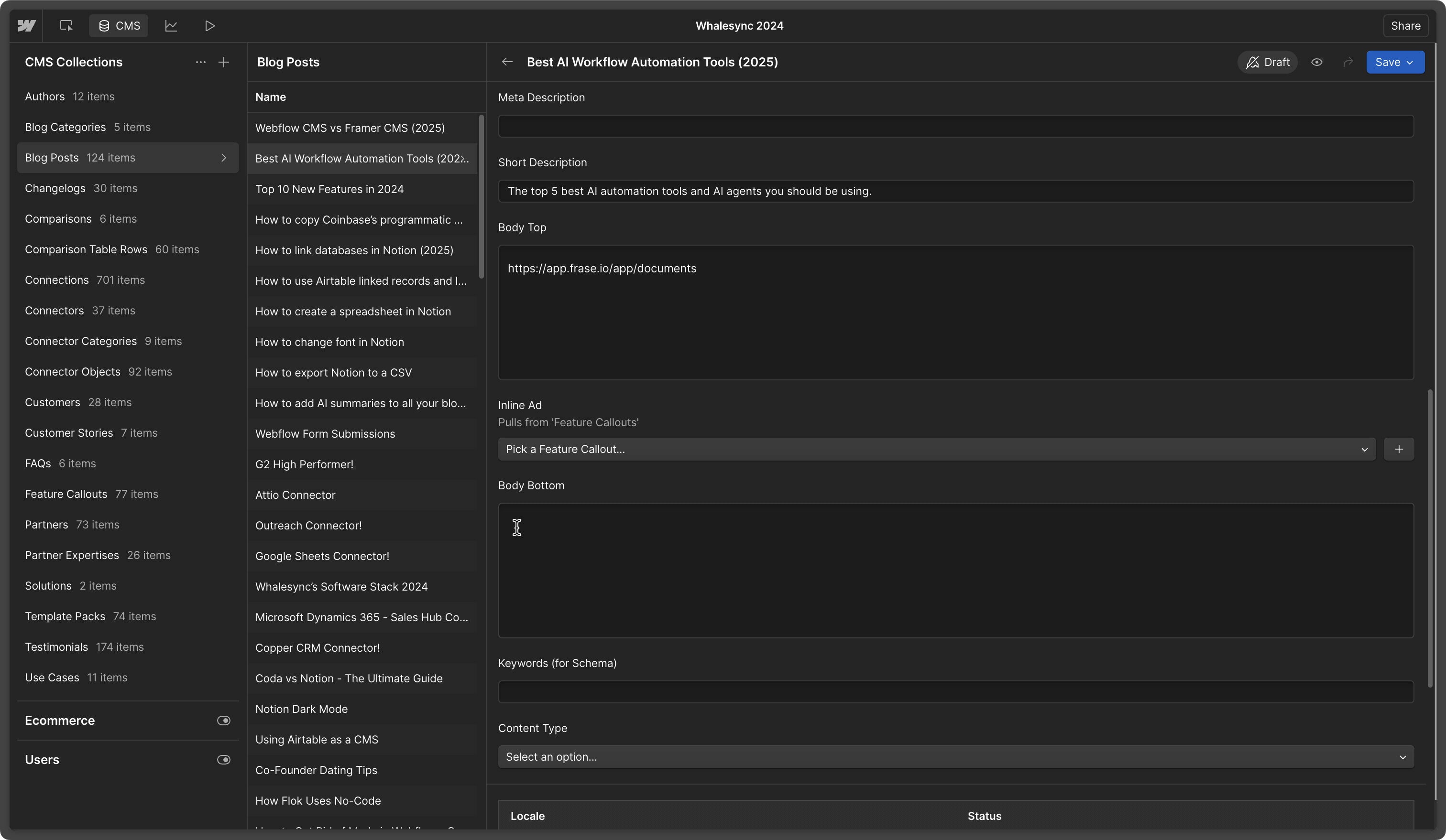Using the Webflow CMS rich text editor