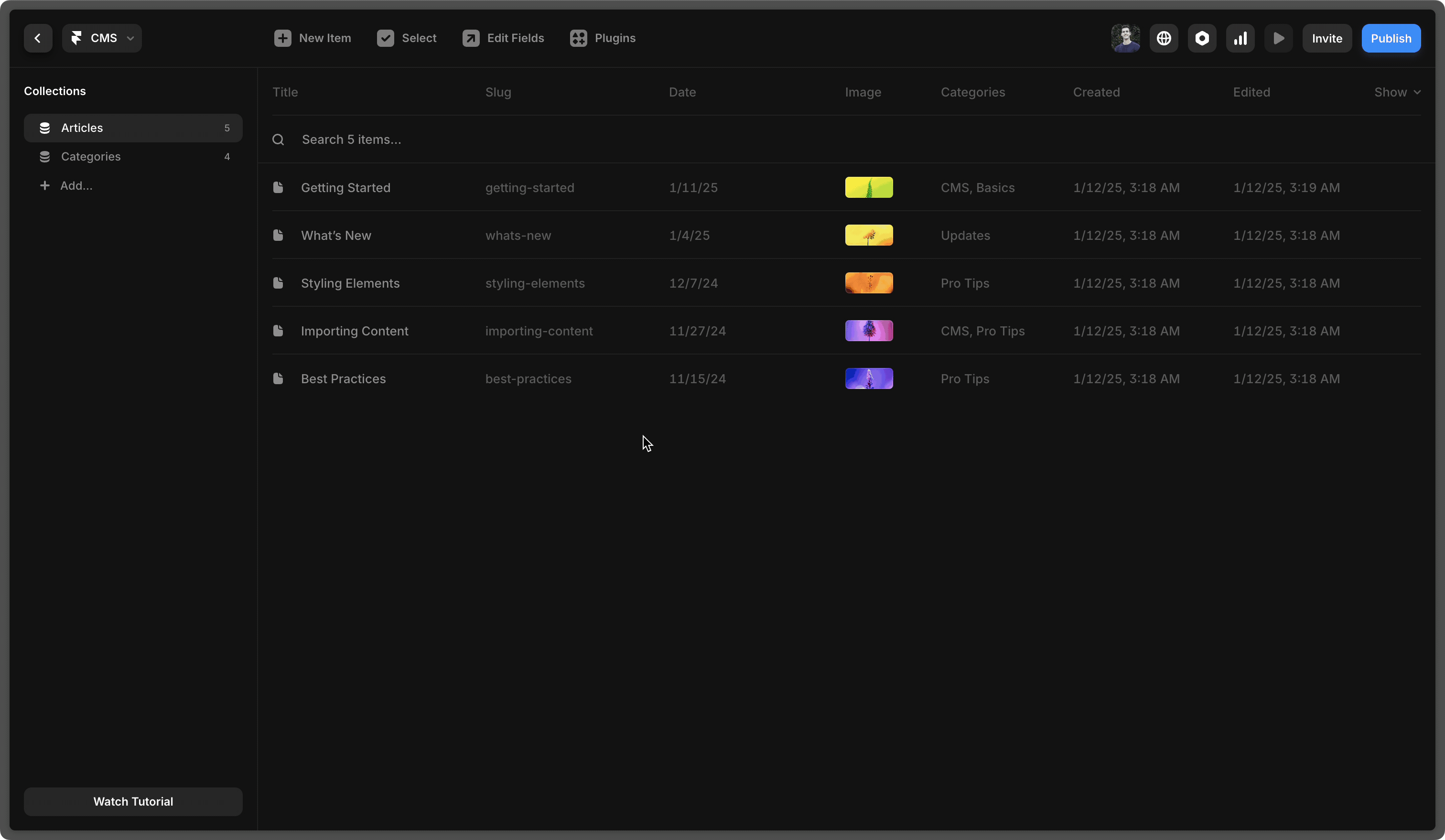 The Framer CMS UI in action