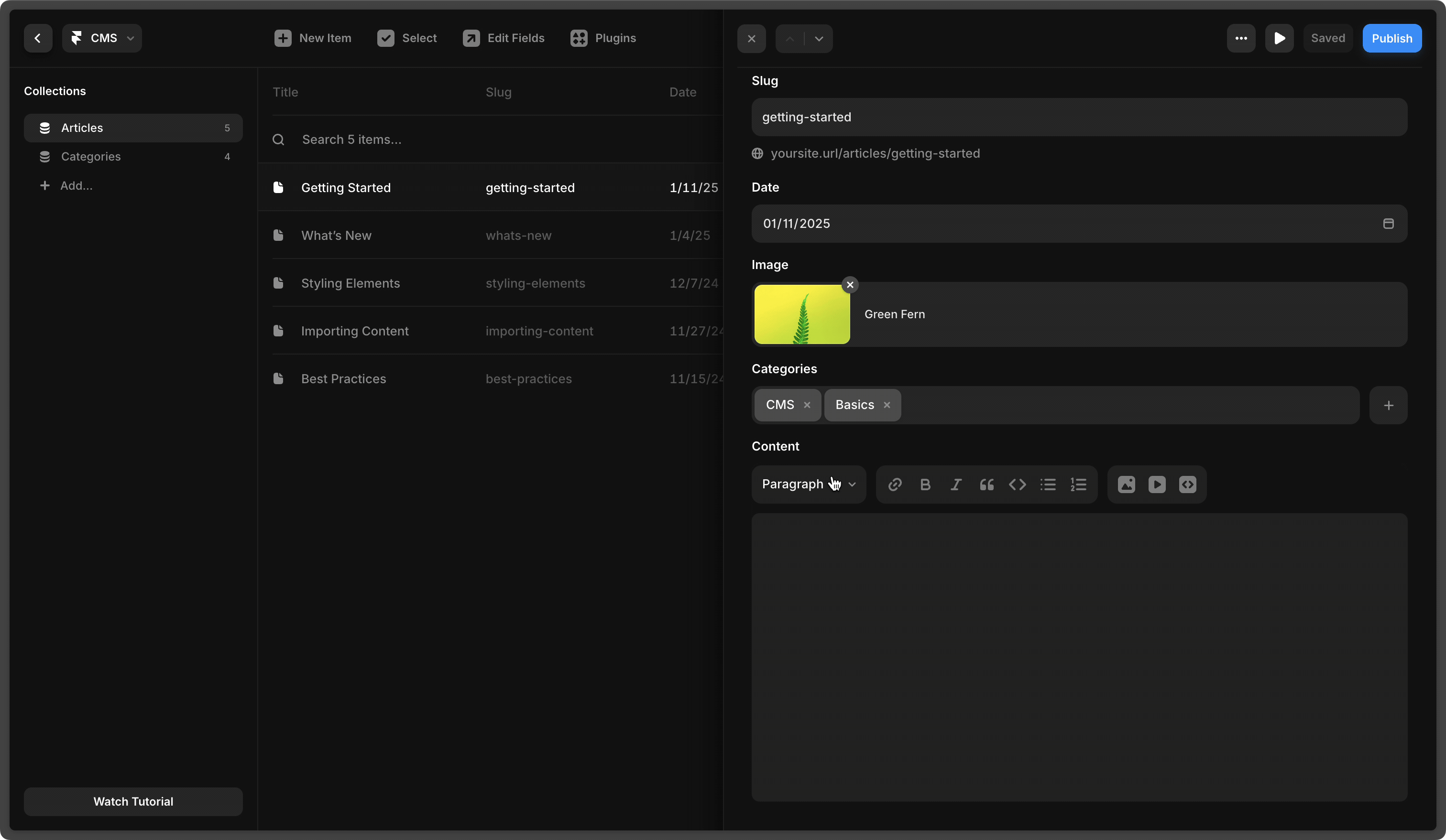 Using the Framer CMS rich text editor