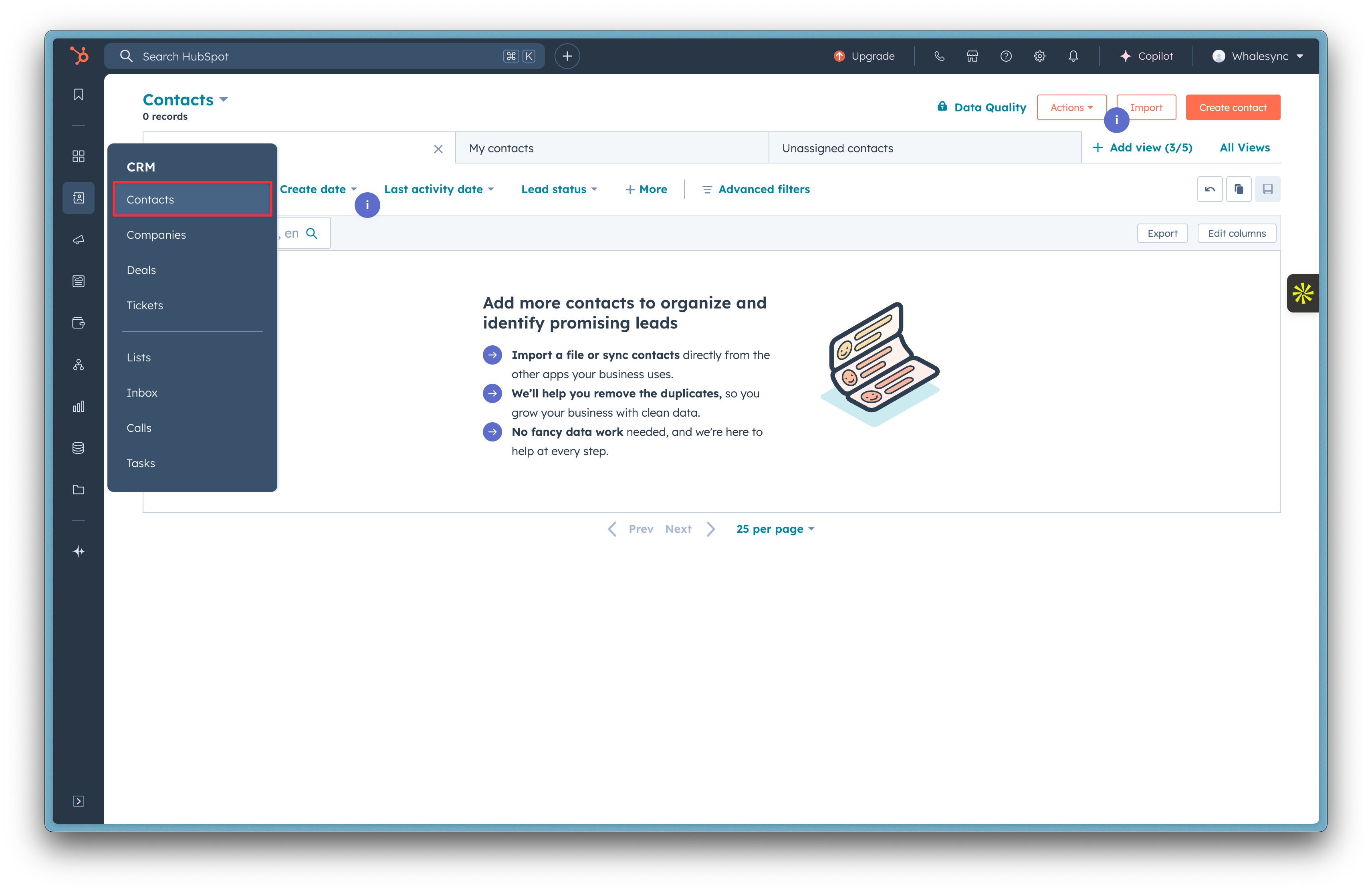 Go to the CRM and click Contacts