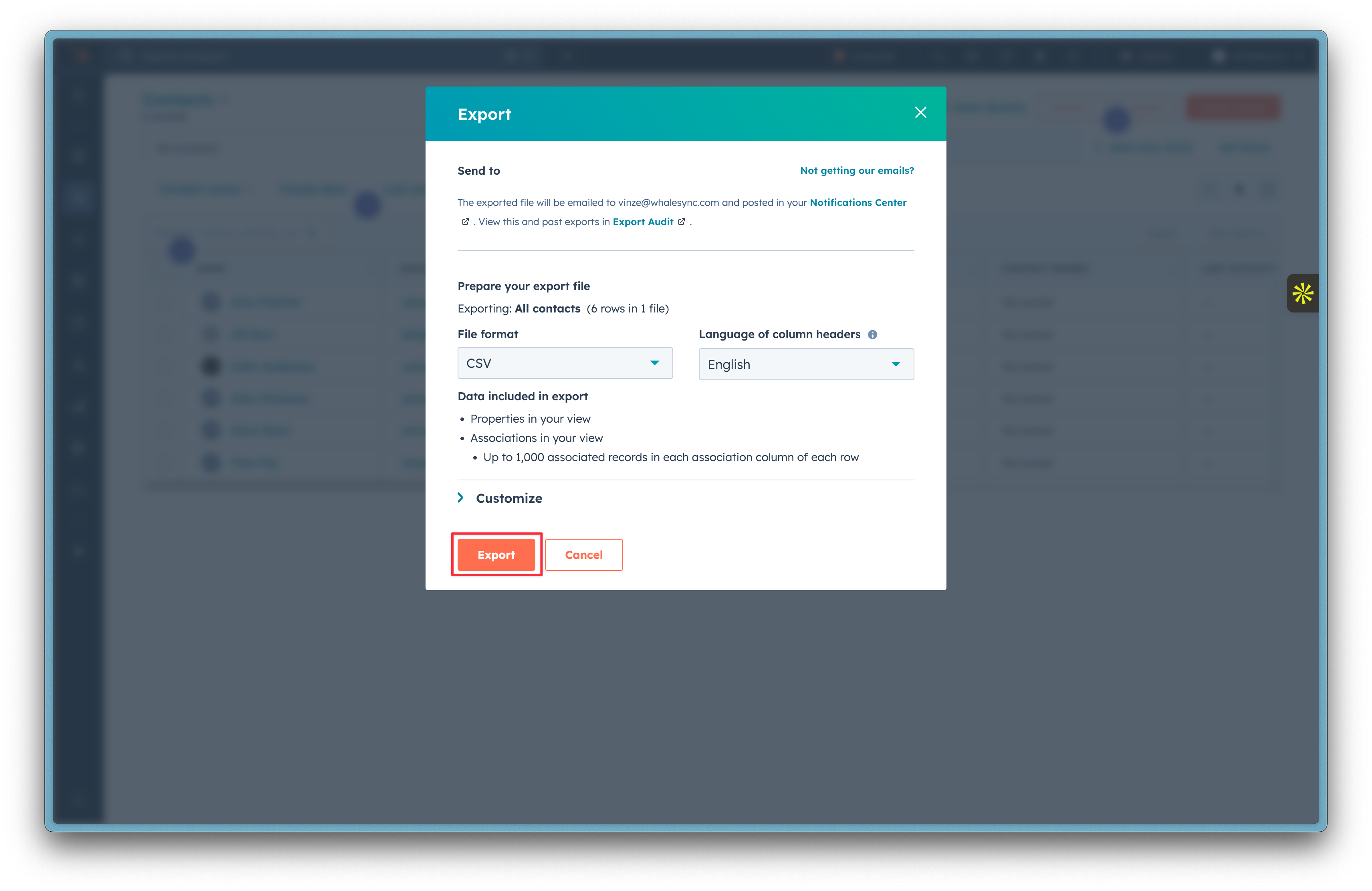 Choose the file format you want and click Export