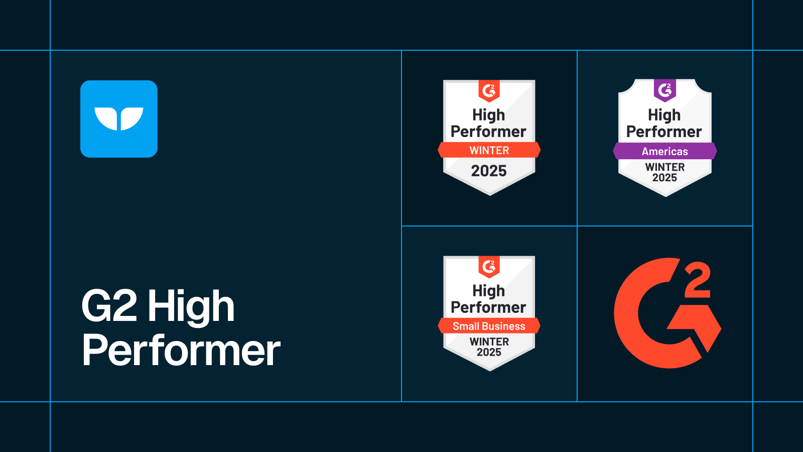 Title card reading 'G2 High Performer' with G2 award badges
