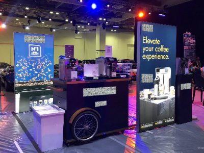 Demo Table with surrounding LED displays 