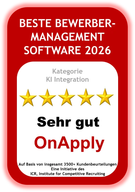 ICR-Siegel: Beste Bewerbermanagement-Software 2026, Kategorie KI-Integration, Sehr gut