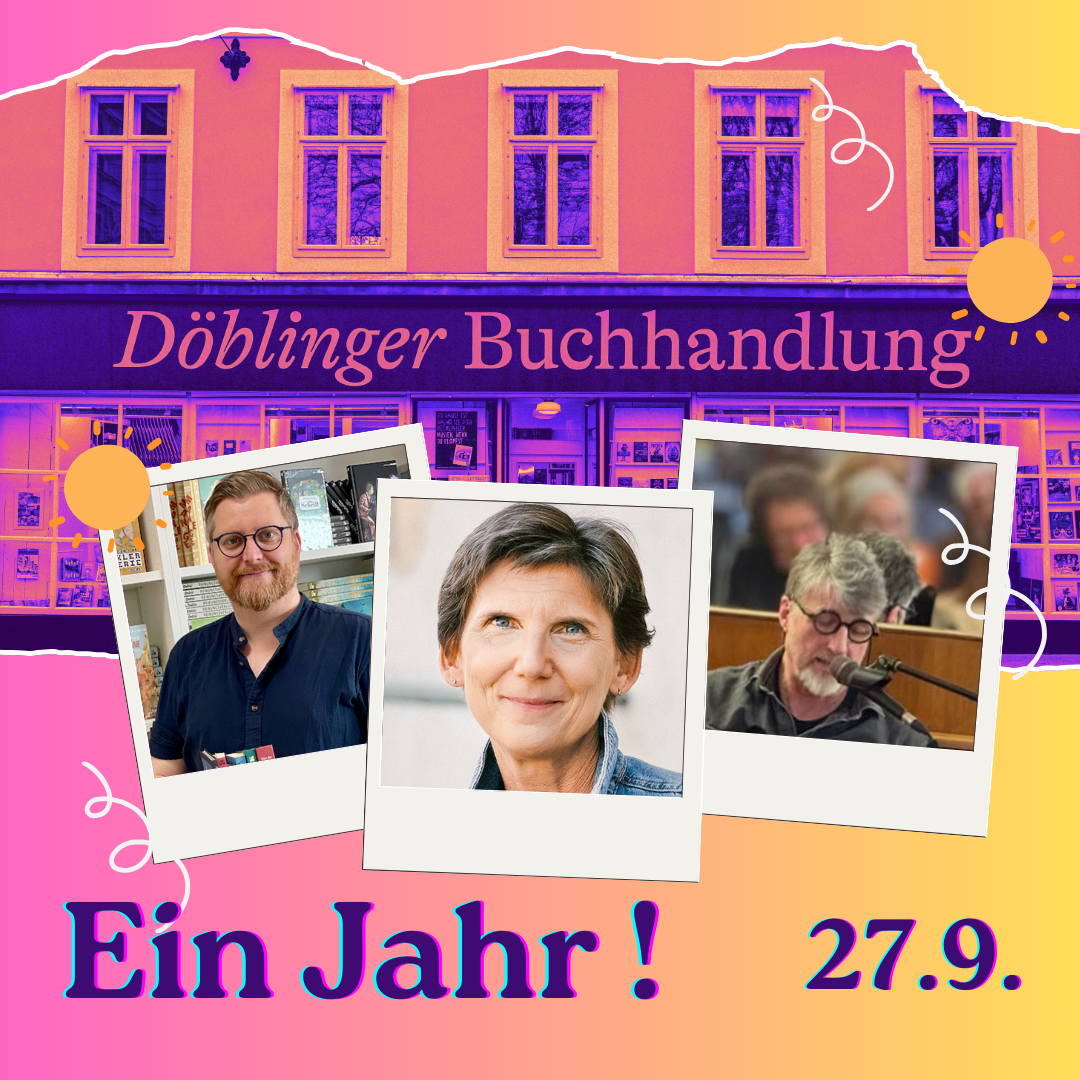 Flyer Geburtstag mit Autorenfotos 1 Jahr DÖblinger Buchhandlung