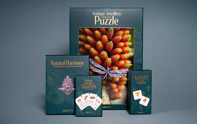 Spelletjes uit de gezelschapspellen lijn die we voor Adin Gifts ontworpen.