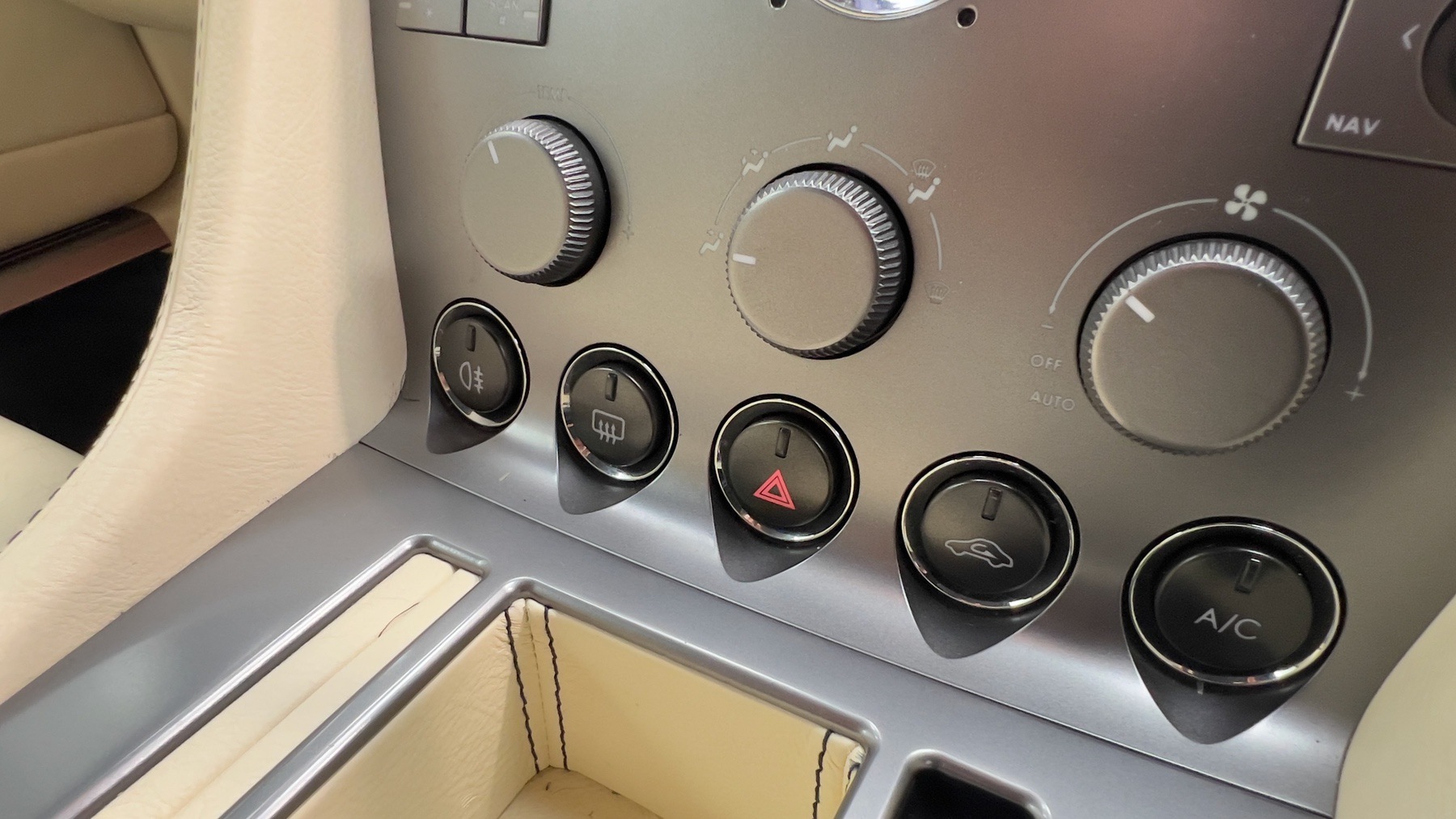 Climate control switchgear in the Aston Martin DB9's centre console