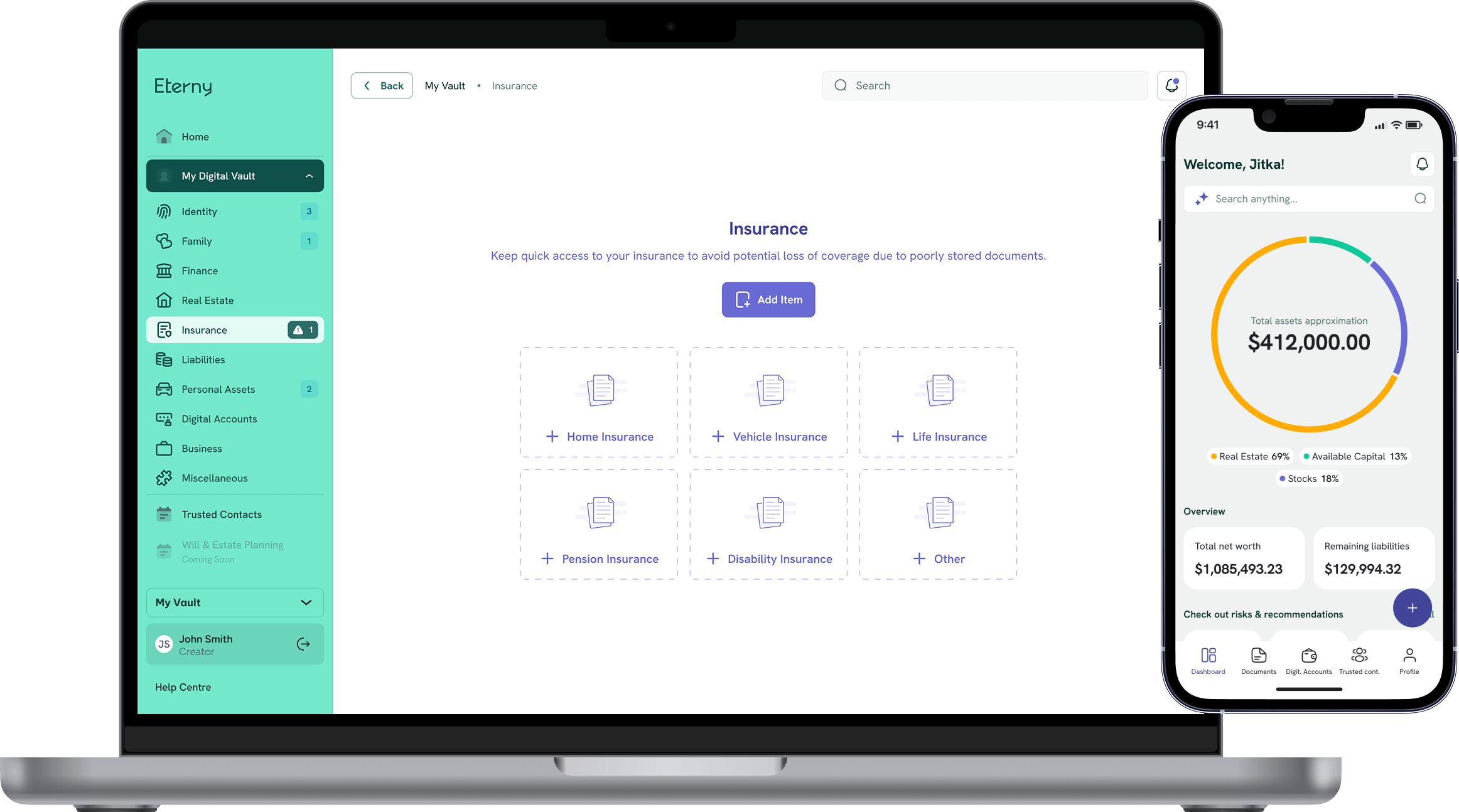 Insurance desktop and phone mockup 