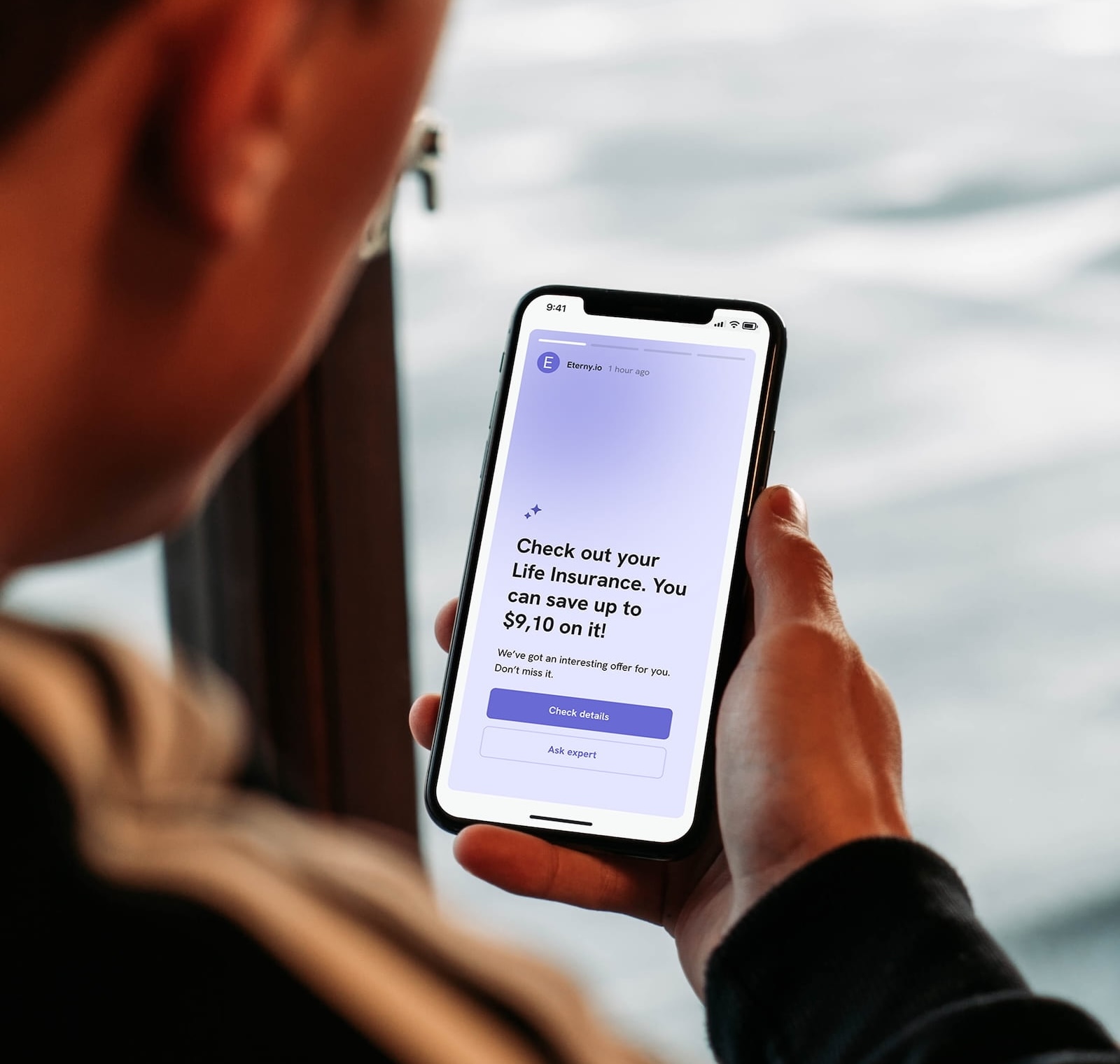 Man with phone and Eterny mobile