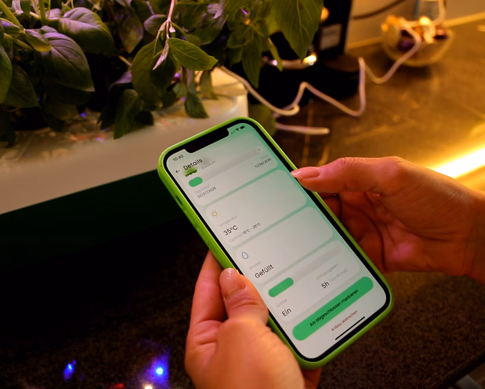 Growborg mobile app, with details page