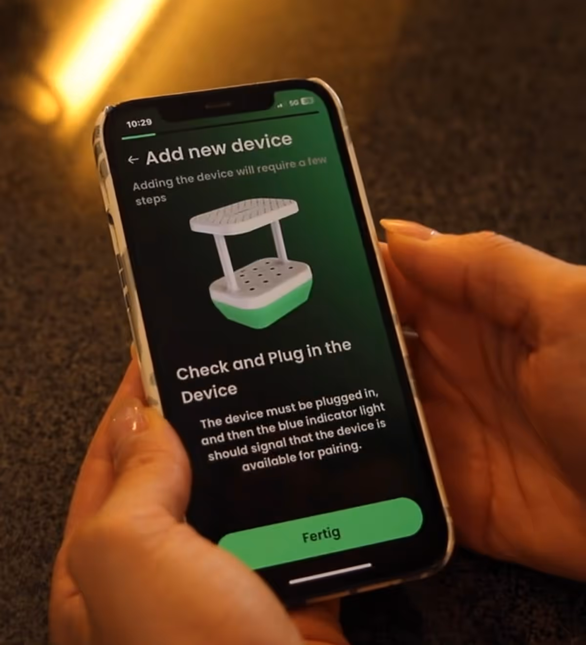 Growborg mobile app, adding new device