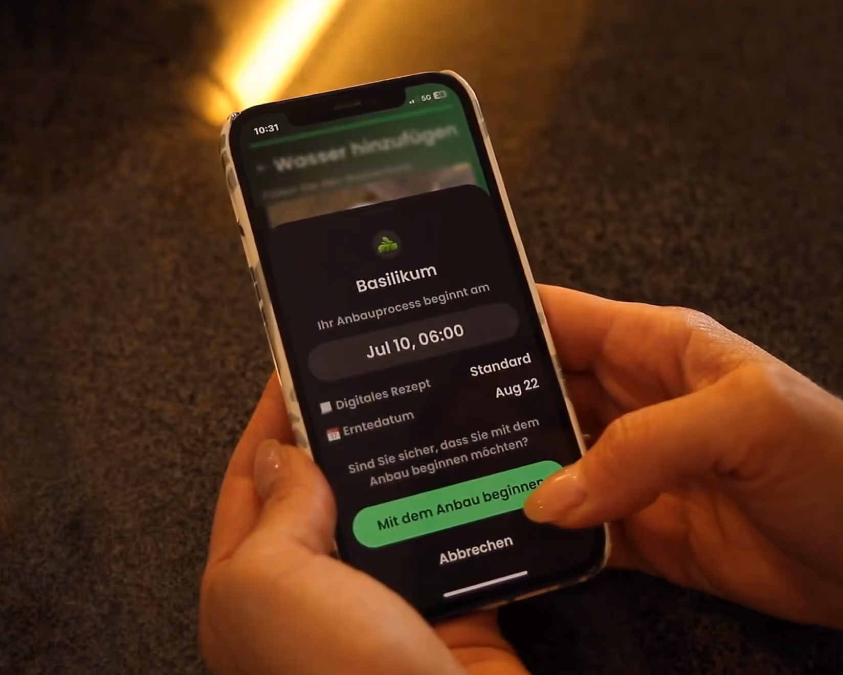 Growborg mobile app, adding plant