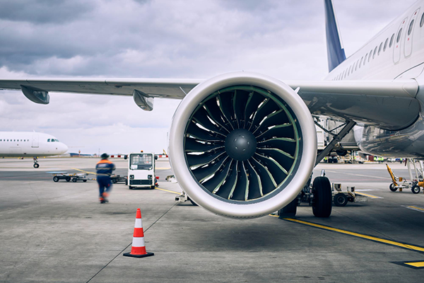Aircraft on runway symbolizing aerospace digital twin applications