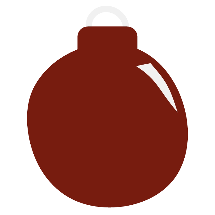 Boule de Noël rouge brillante avec un crochet blanc en haut.