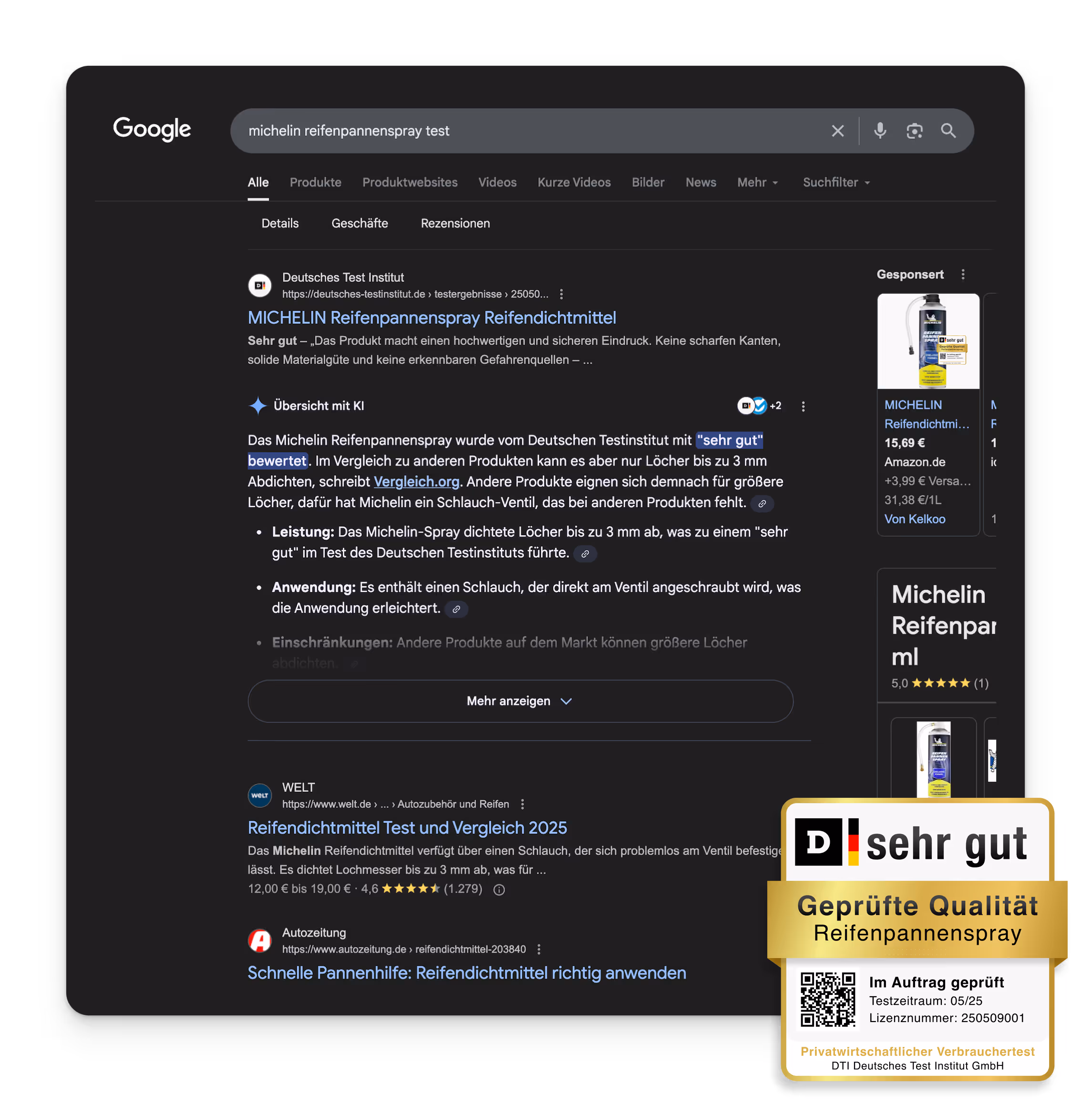 dti michelin google search seo listing nummer eins ranking