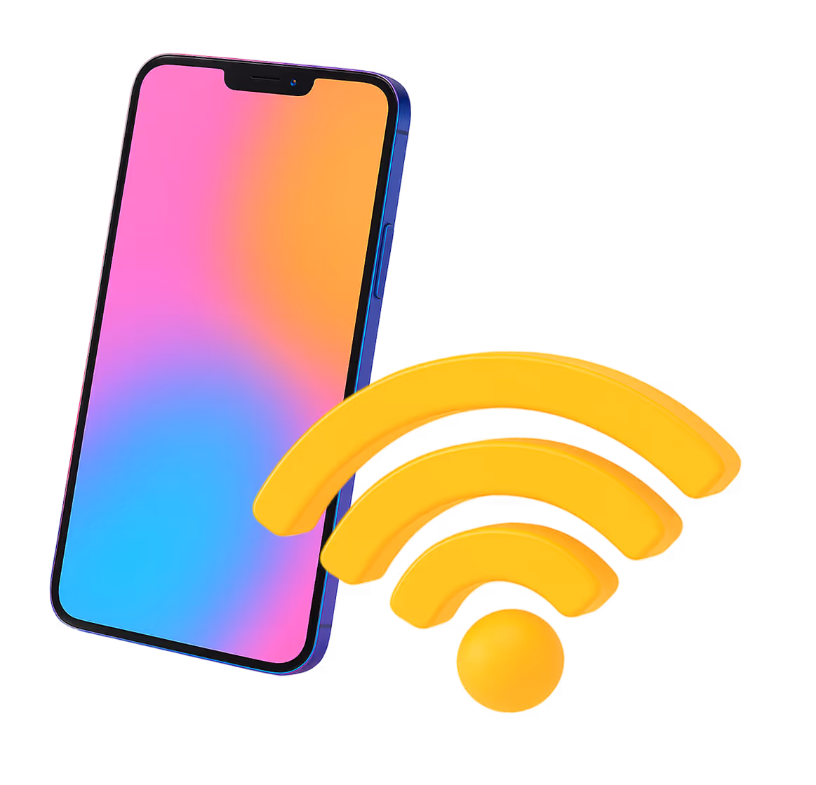 3d model of phone and wifi signal