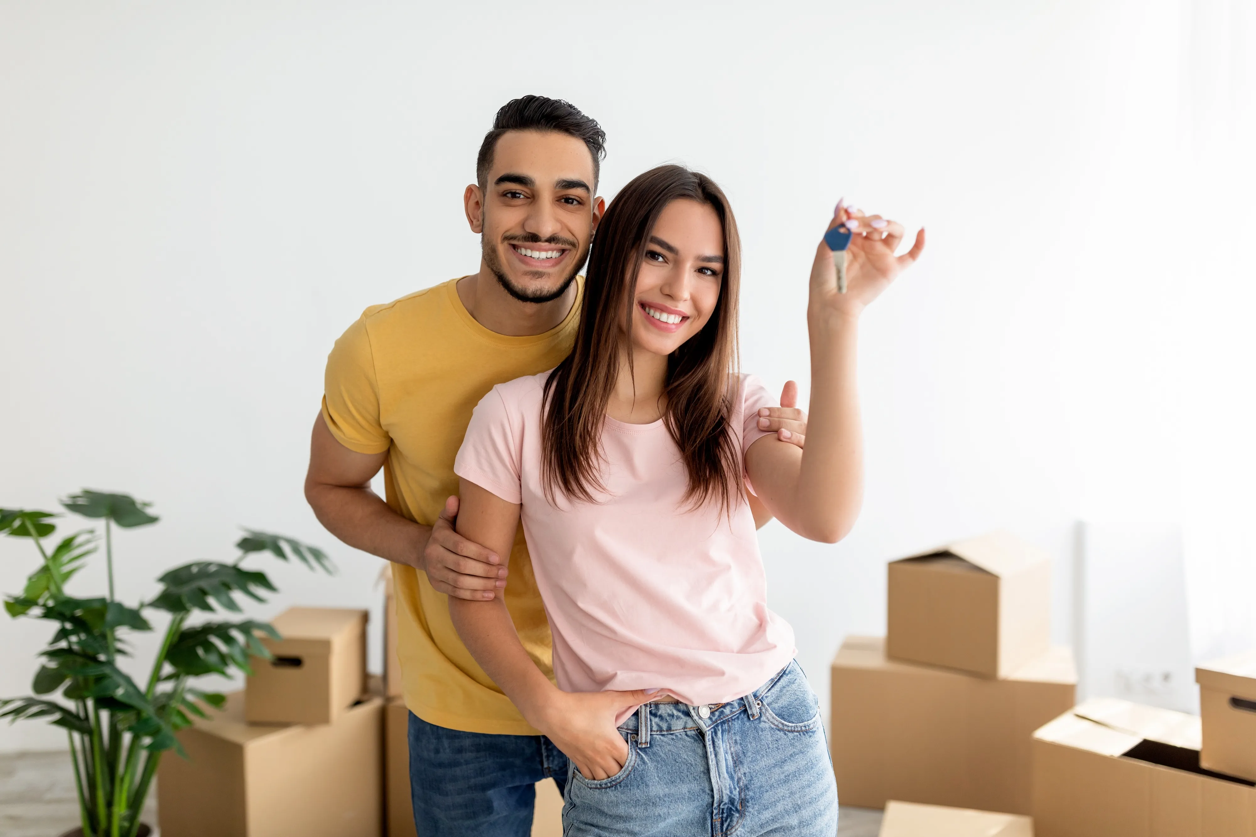 couple in salt lake city apartment move in during spring